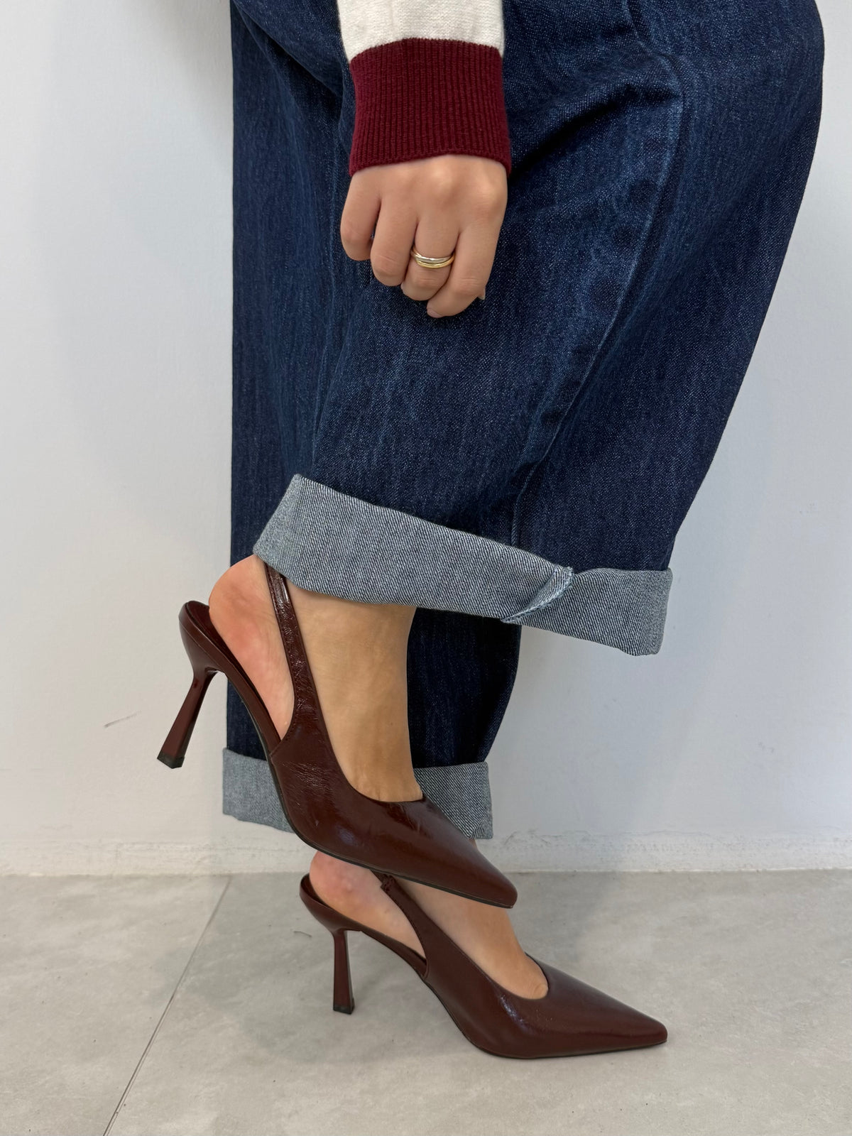 Decolletè vernice opaca bordeaux