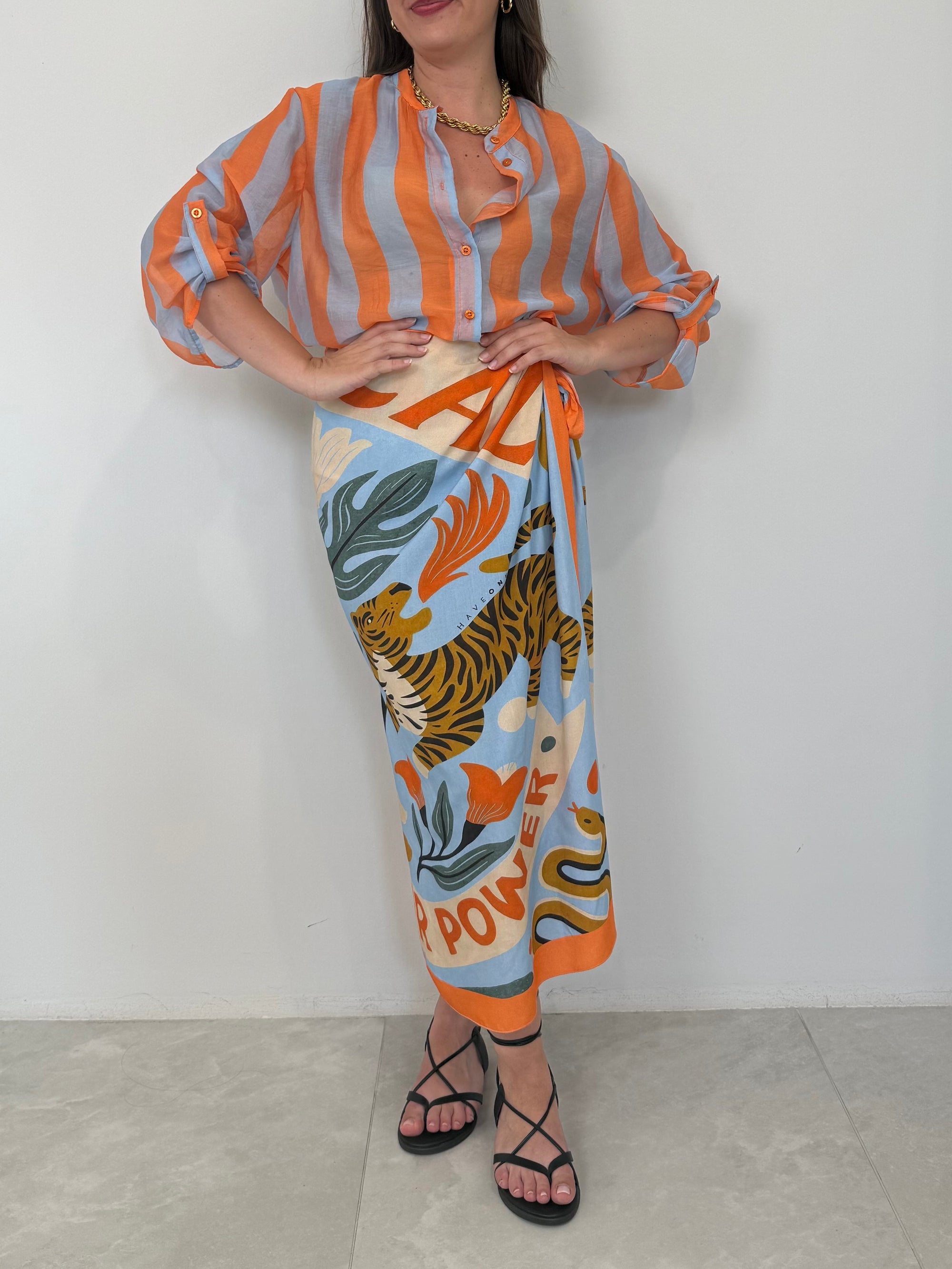Haveone - Gonna pareo lunga tigre arancio