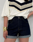 Haveone - Short violet denim scuro