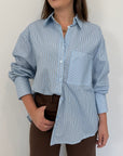 Haveone - Camicia bacchette celeste e moro
