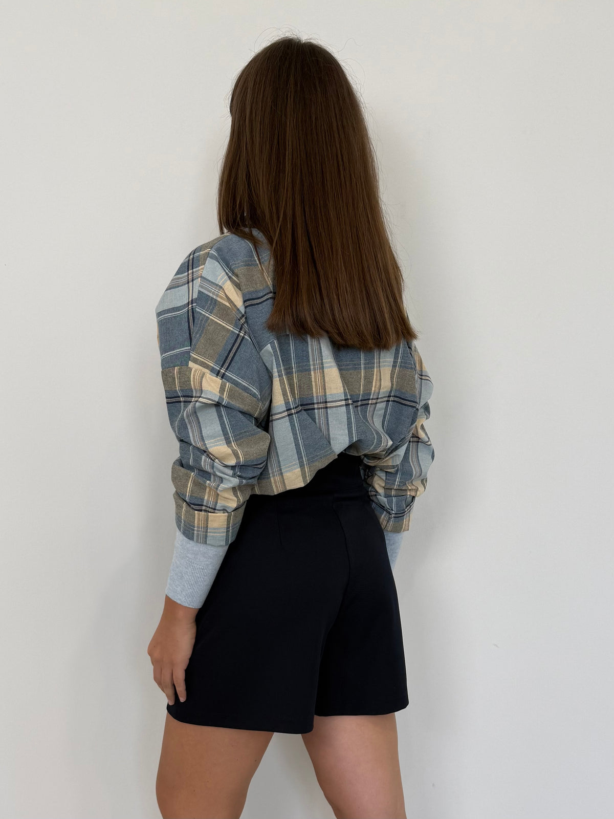 Haveone - Gonna con short pieghe blu