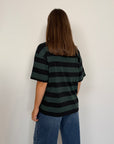SusyMix - Maglia righe verde nera con tasca paillettes