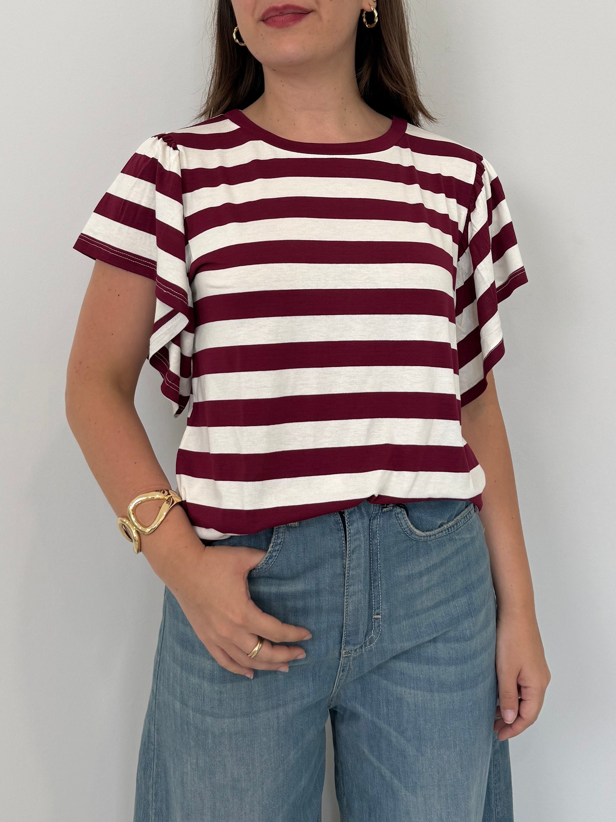 SusyMix - T-shirt con balzine e righe india