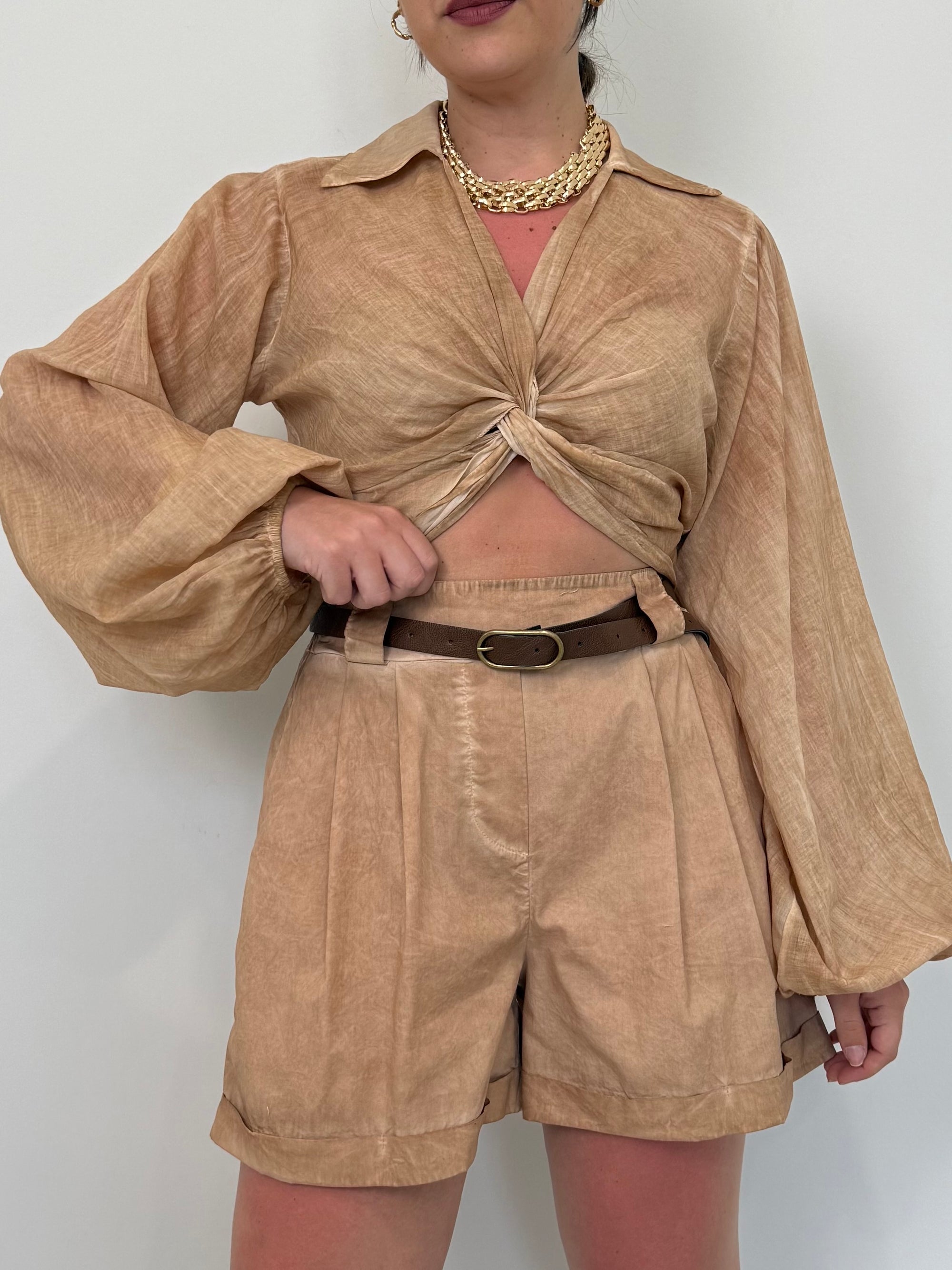 Haveone - Short in cotone nocciola