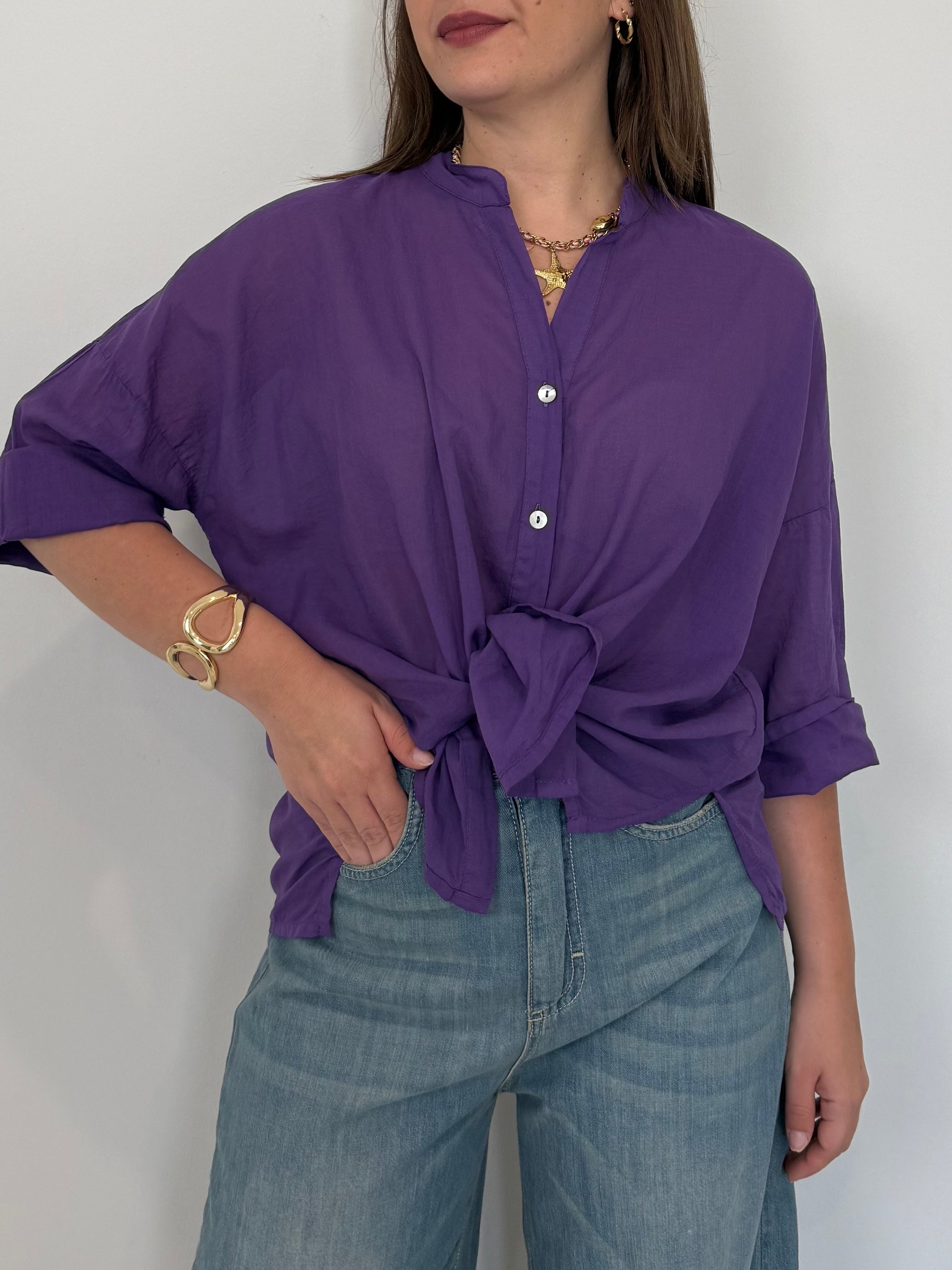 PRE-ORDINE 15/06: Haveone - Camicia in mussola di cotone viola