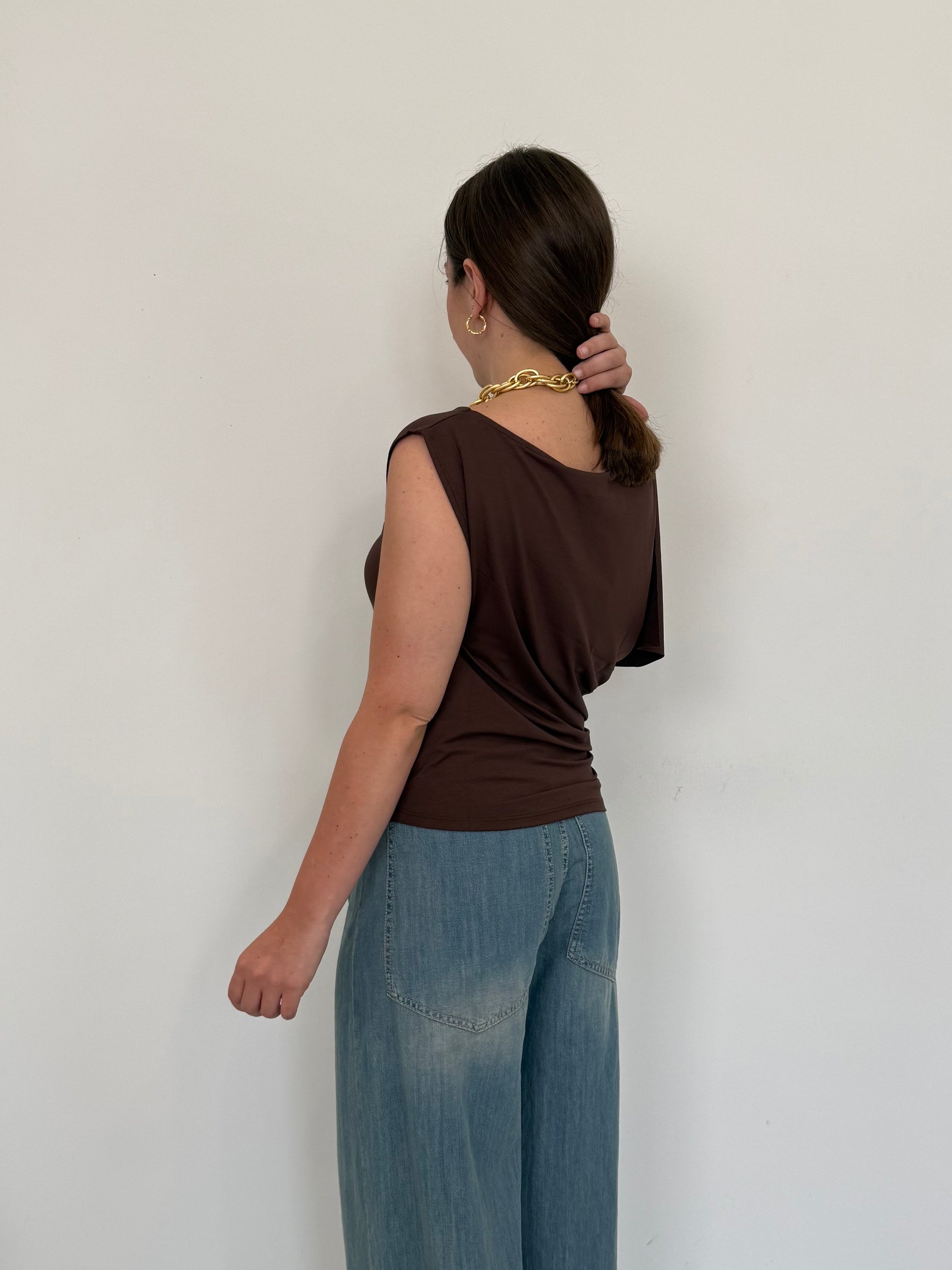 SusyMix - Maglia monospalla moro