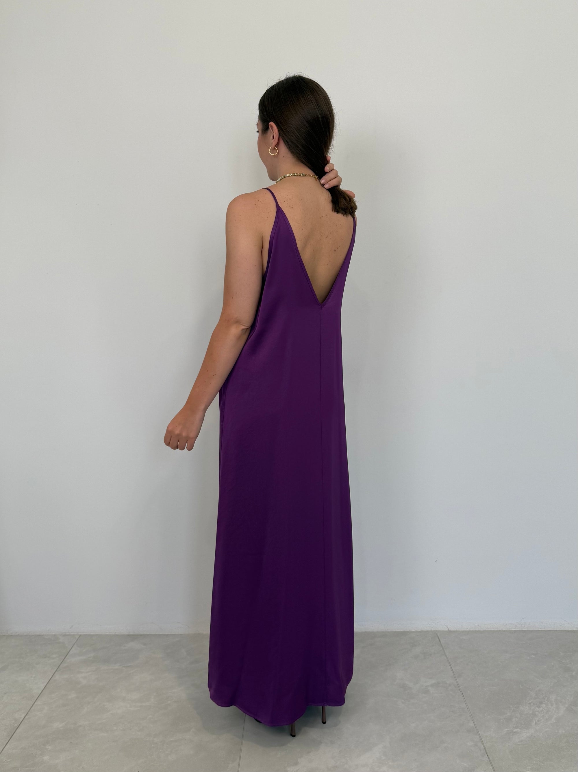Haveone - Abito scollo quadrato viola