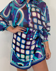 Tensione In - Gonna pareo geometrica blu
