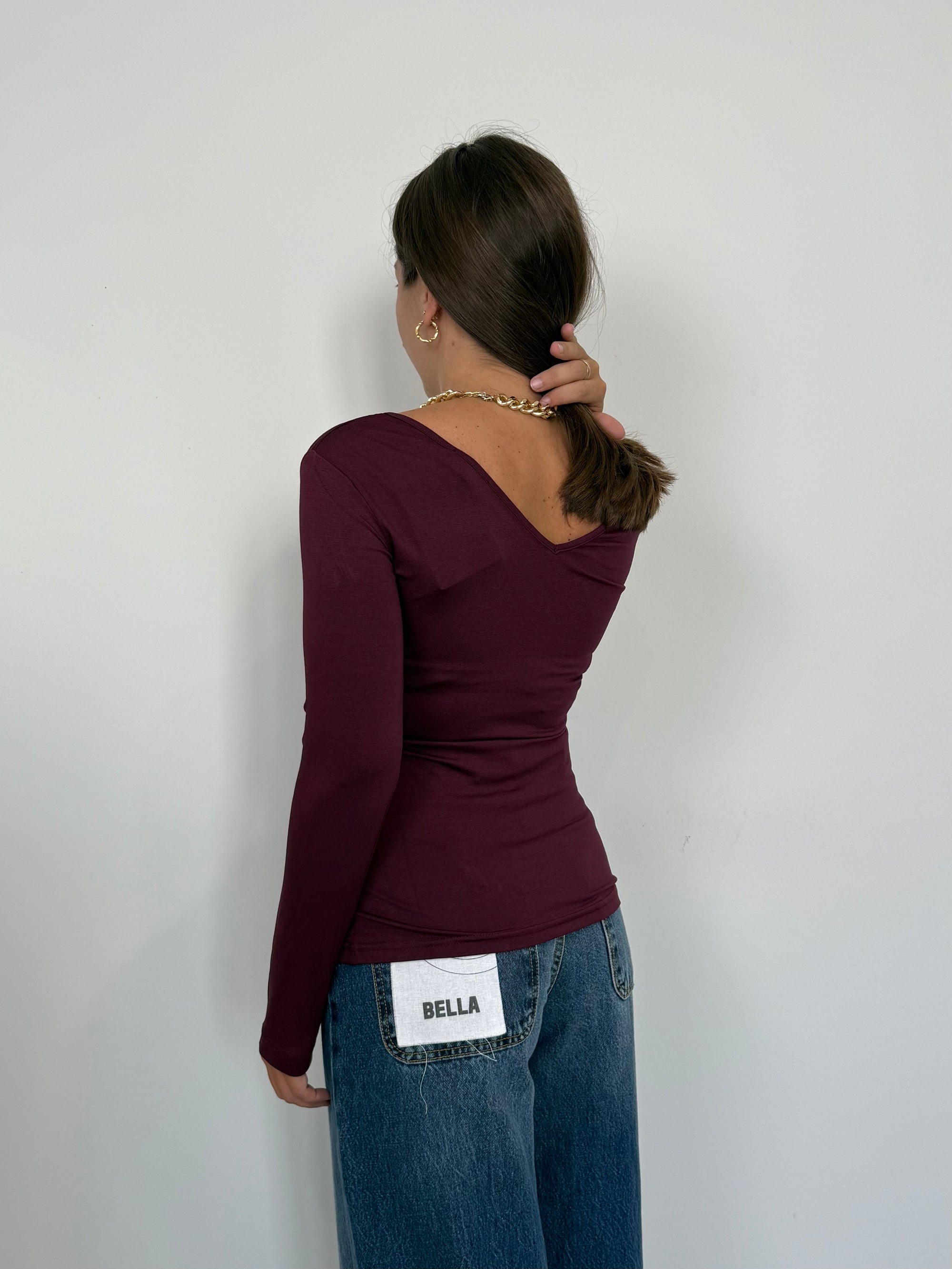 SusyMix - Maglia doppia scollo V bordeaux