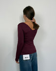 SusyMix - Maglia doppia scollo V bordeaux