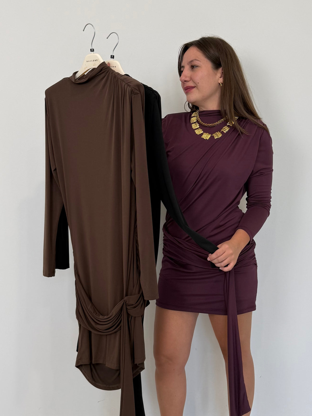 Haveone - Abito in modal con drappeggio