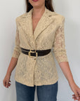 Haveone - Giacca in pizzo con cinture beige