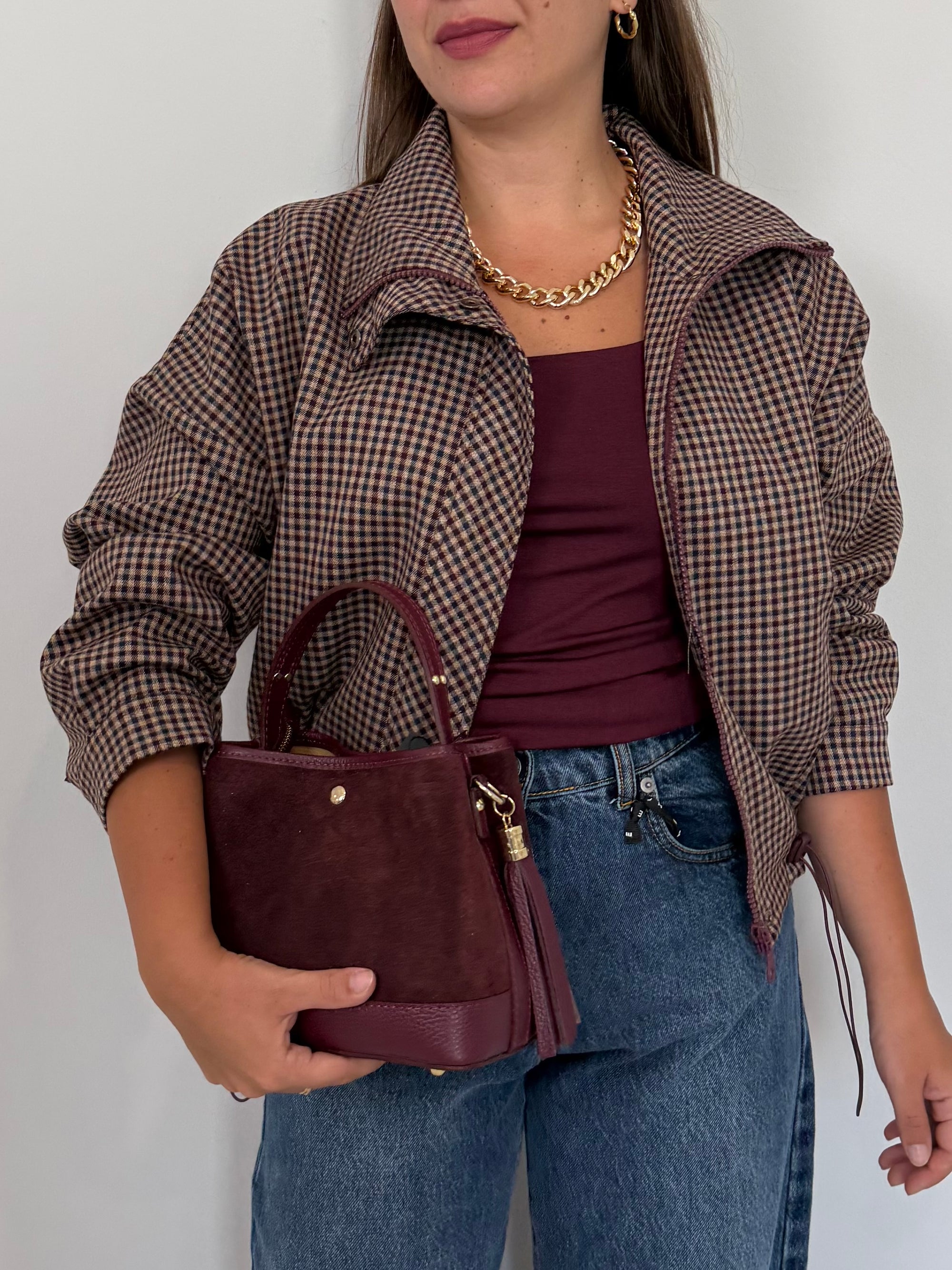 SusyMix - Bomber check bordeaux e blu