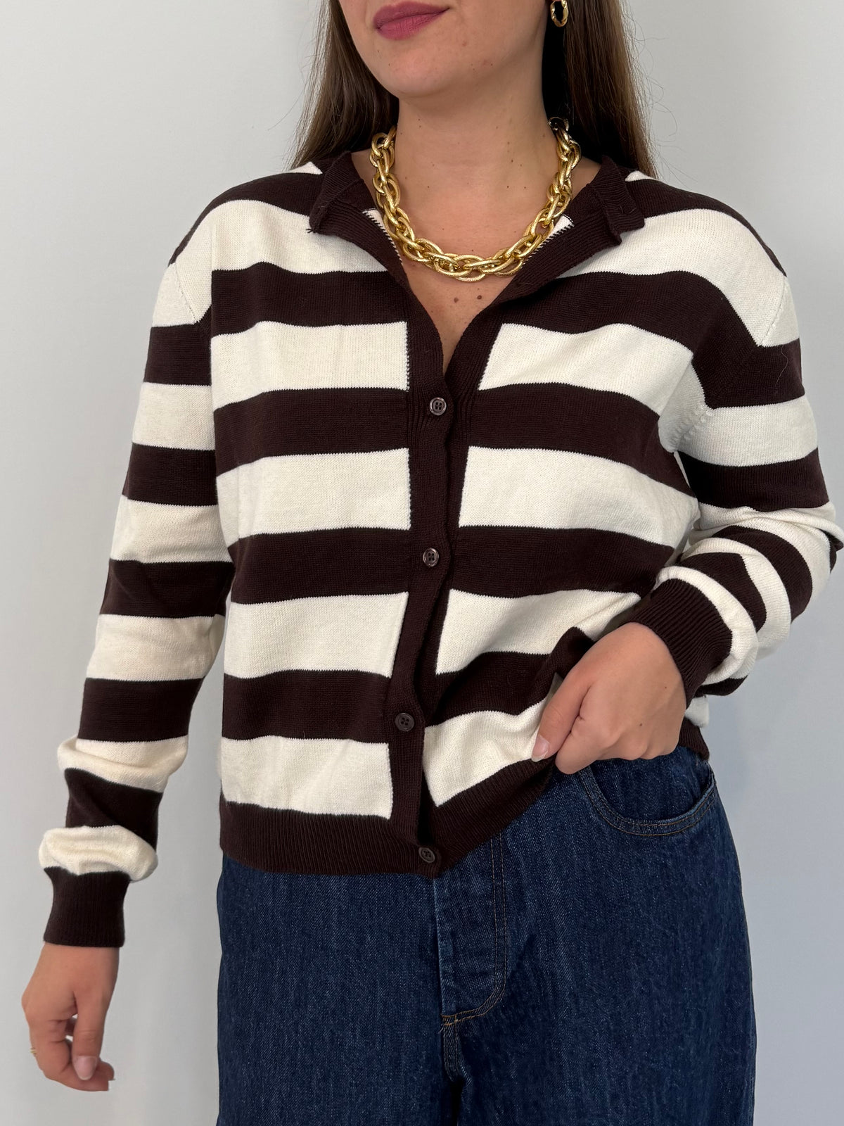 SusyMix - Cardigan rigato moro