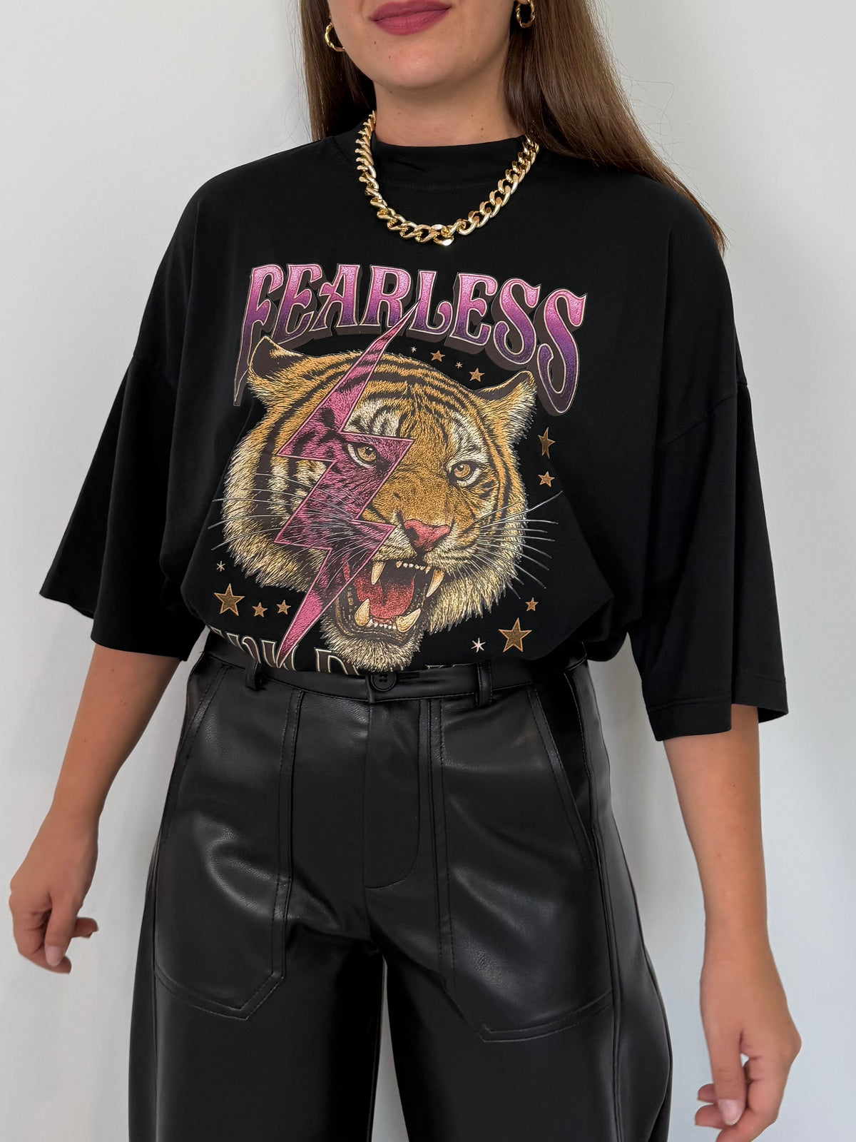 SusyMix - T-shirt over con tigre nero