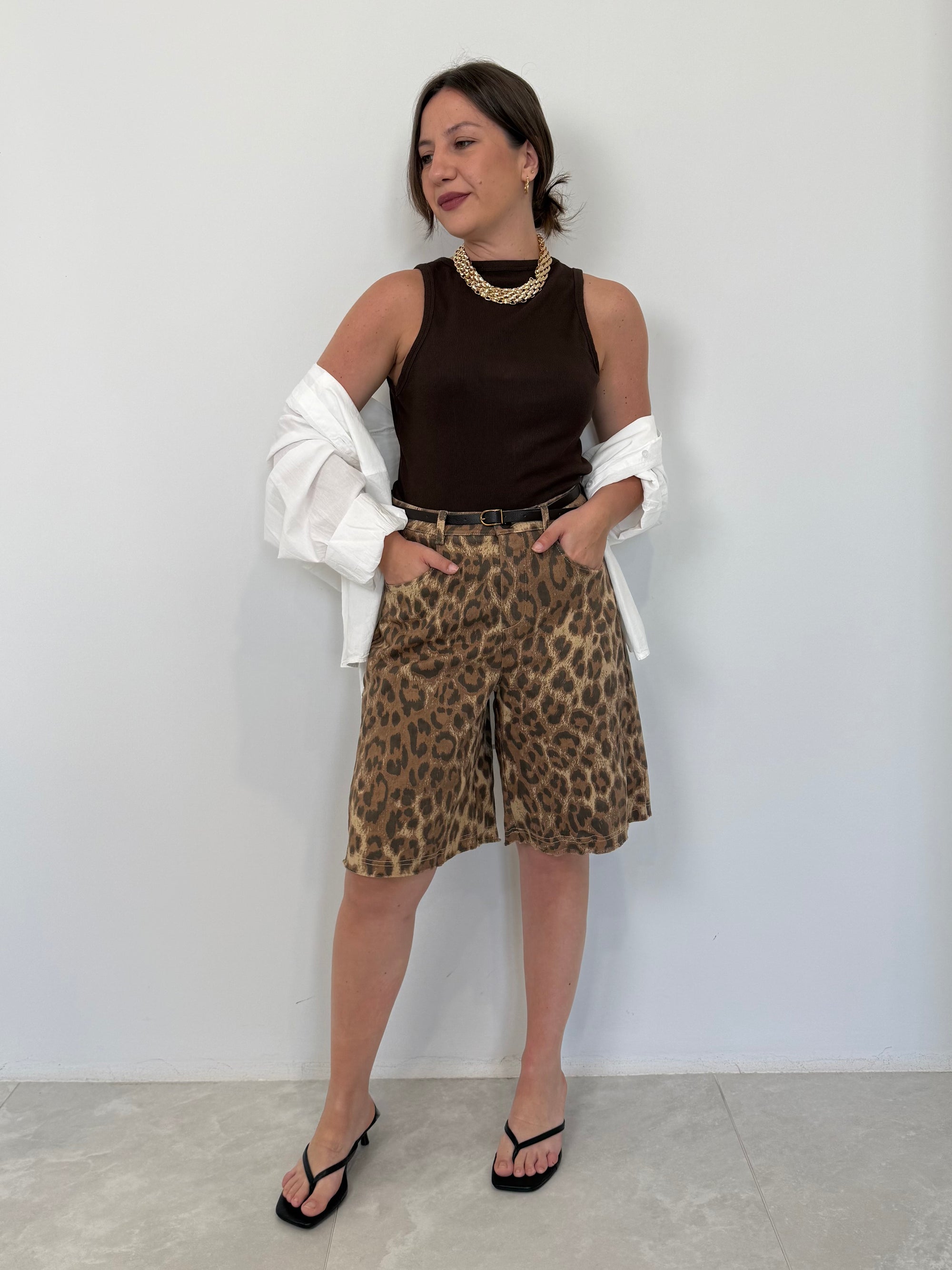 Haveone - Bermuda in cotone animalier