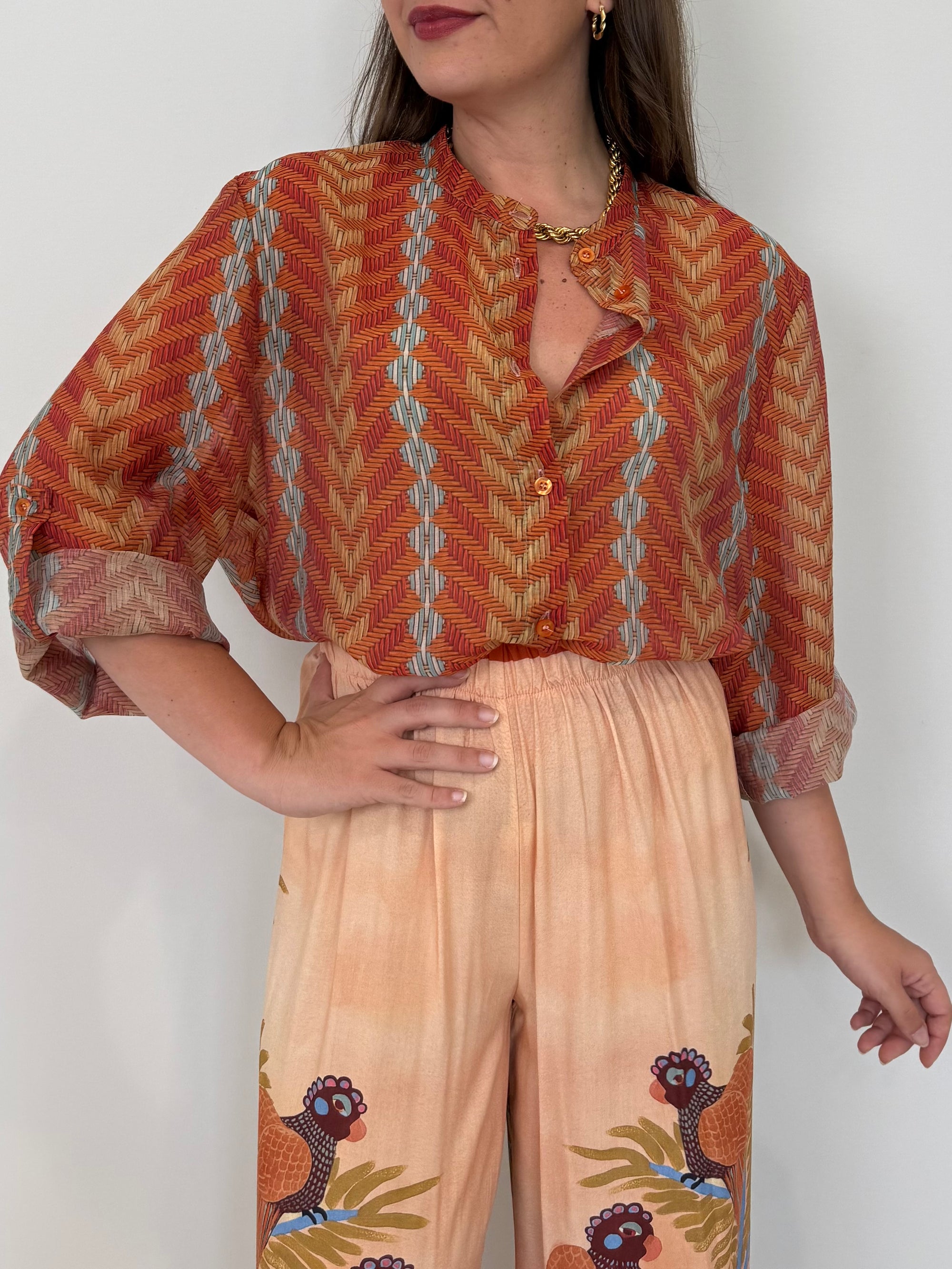 Haveone - Camicia con trama intreccio