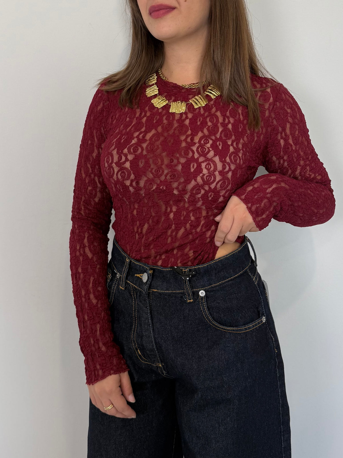 Haveone - Body in pizzo bordeaux