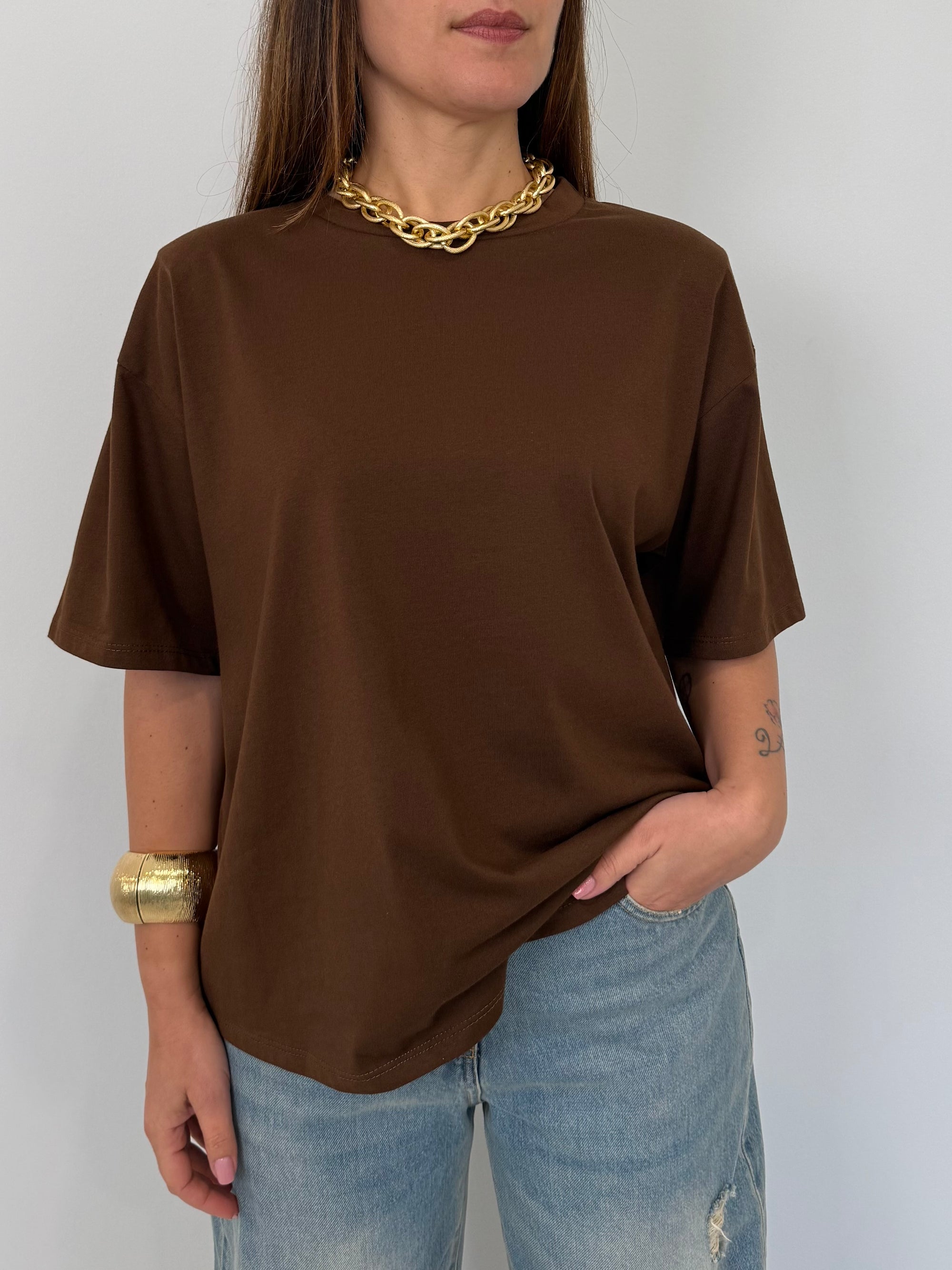 SusyMix - T-shirt con spalline moro