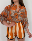Haveone - Short rigato arancio con trinetta