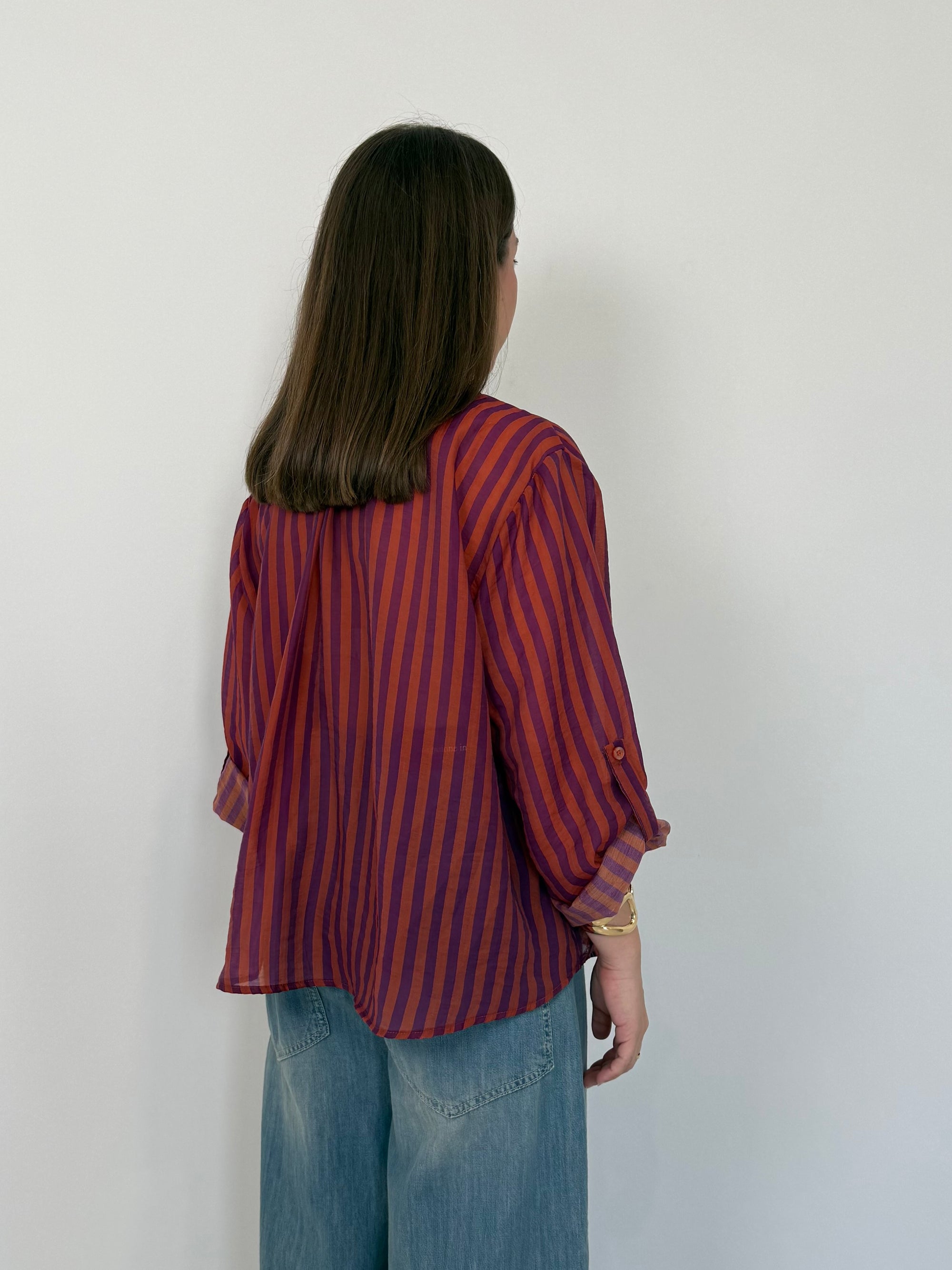 Haveone - Camicia righe fini mattone