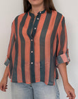 Haveone - Camicia righe larghe rosa verde