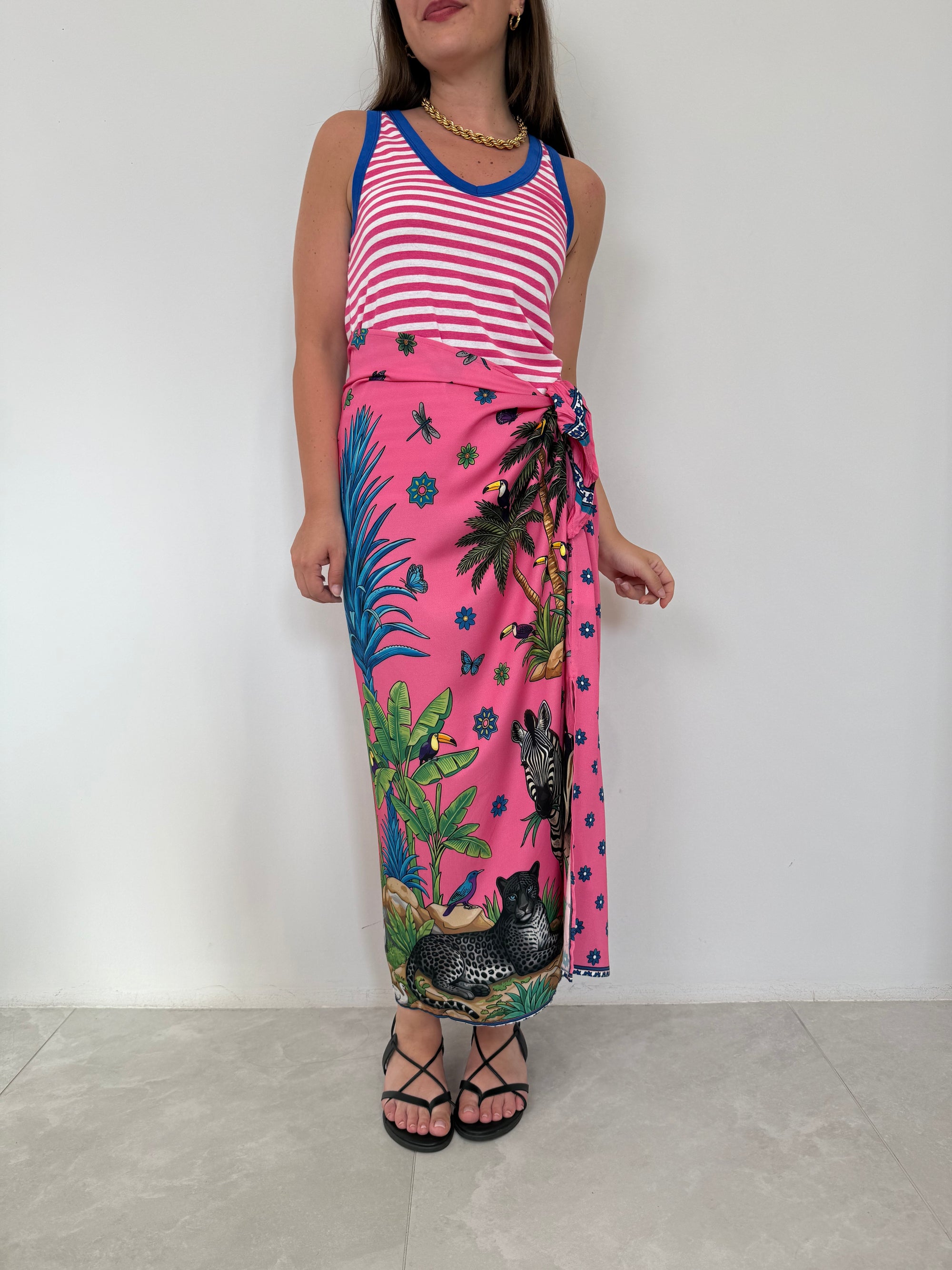 Tensione In - Gonna pareo lunga zebre rosa