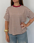 Haveone - Maglia riga moro contrasto bordeaux
