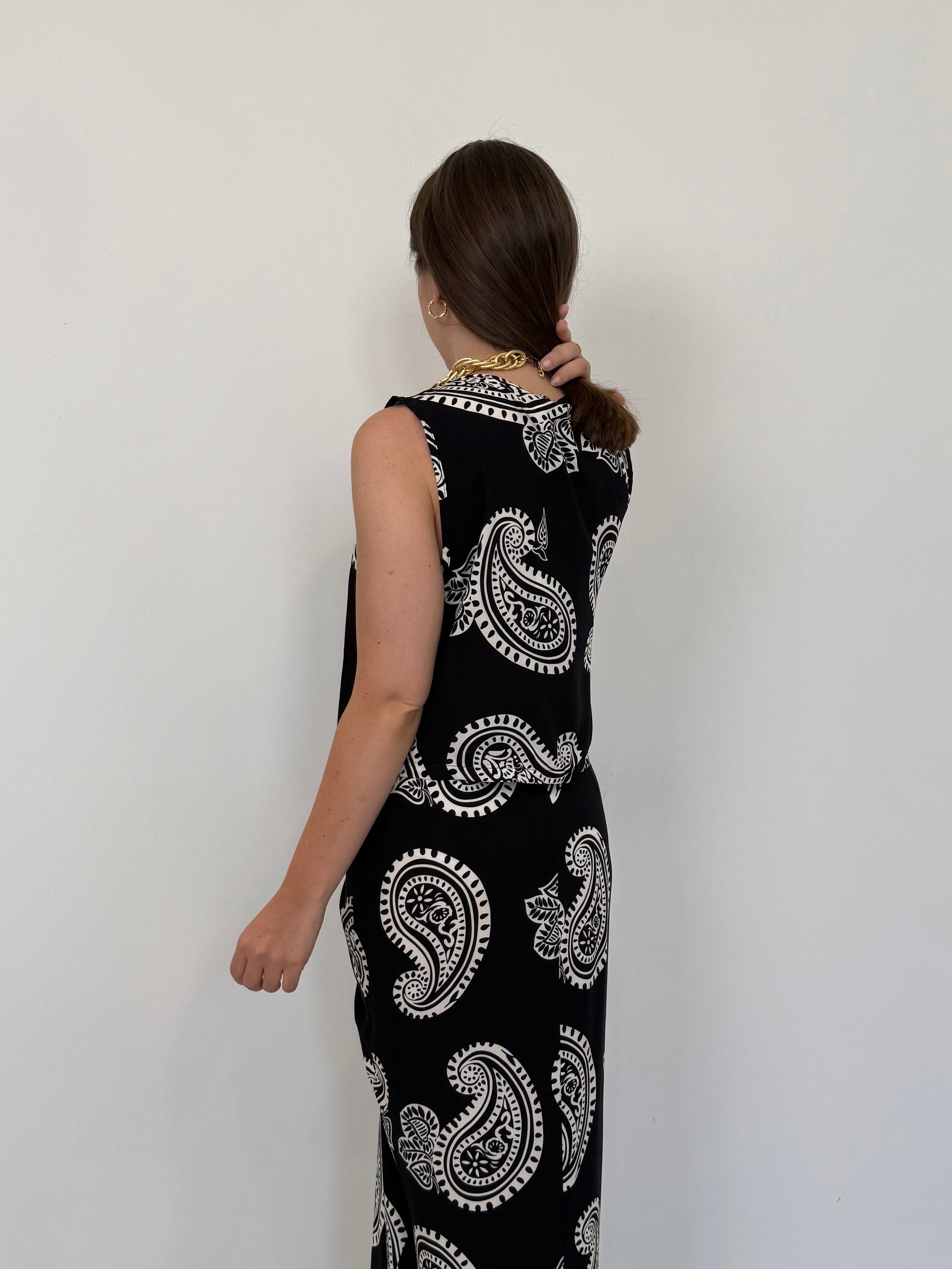 SusyMix - Canotta crop paisley nera