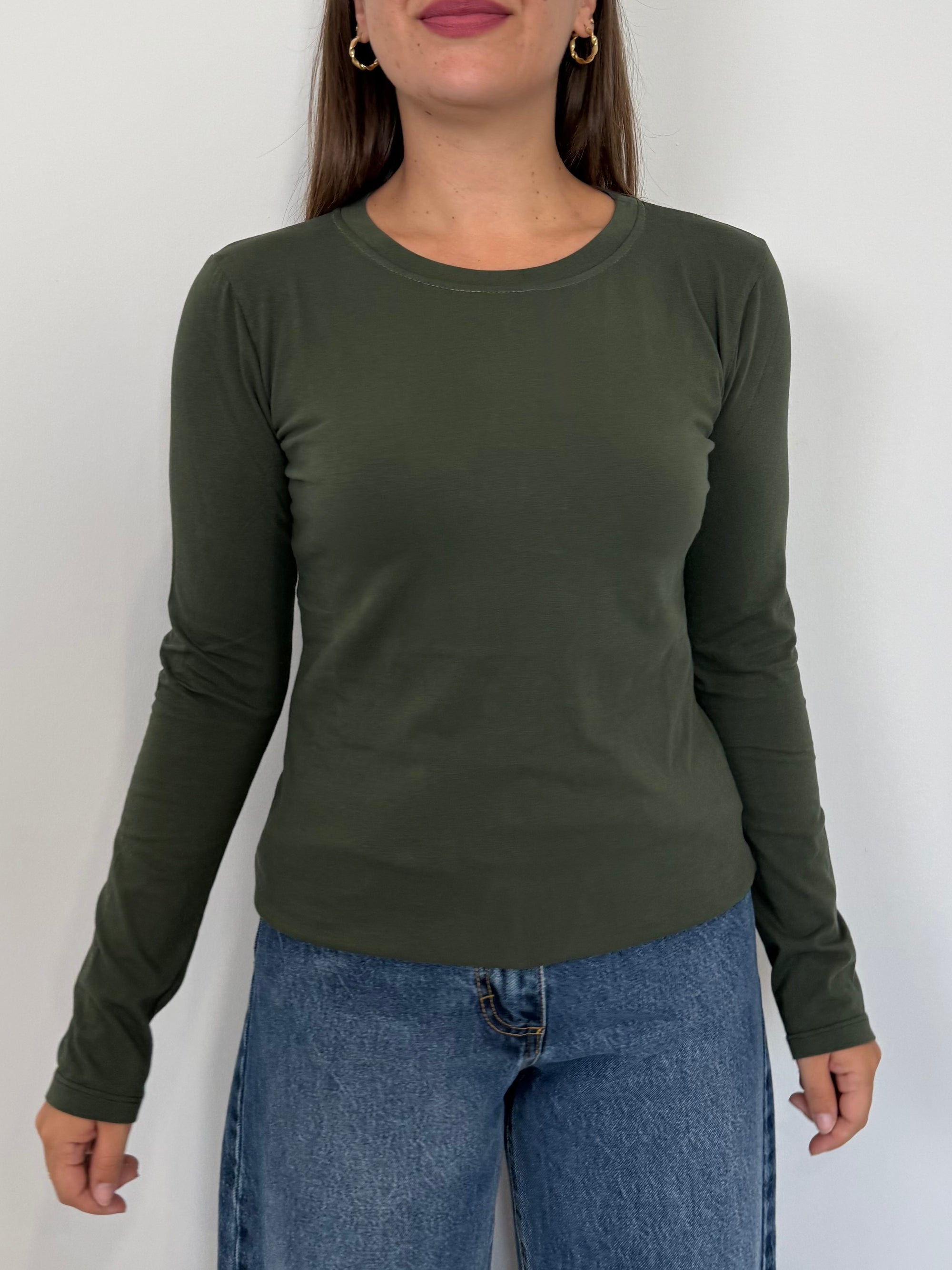 Haveone - Maglia girocollo manica lunga verde