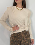 Haveone - Maglia con spalline e nodo beige