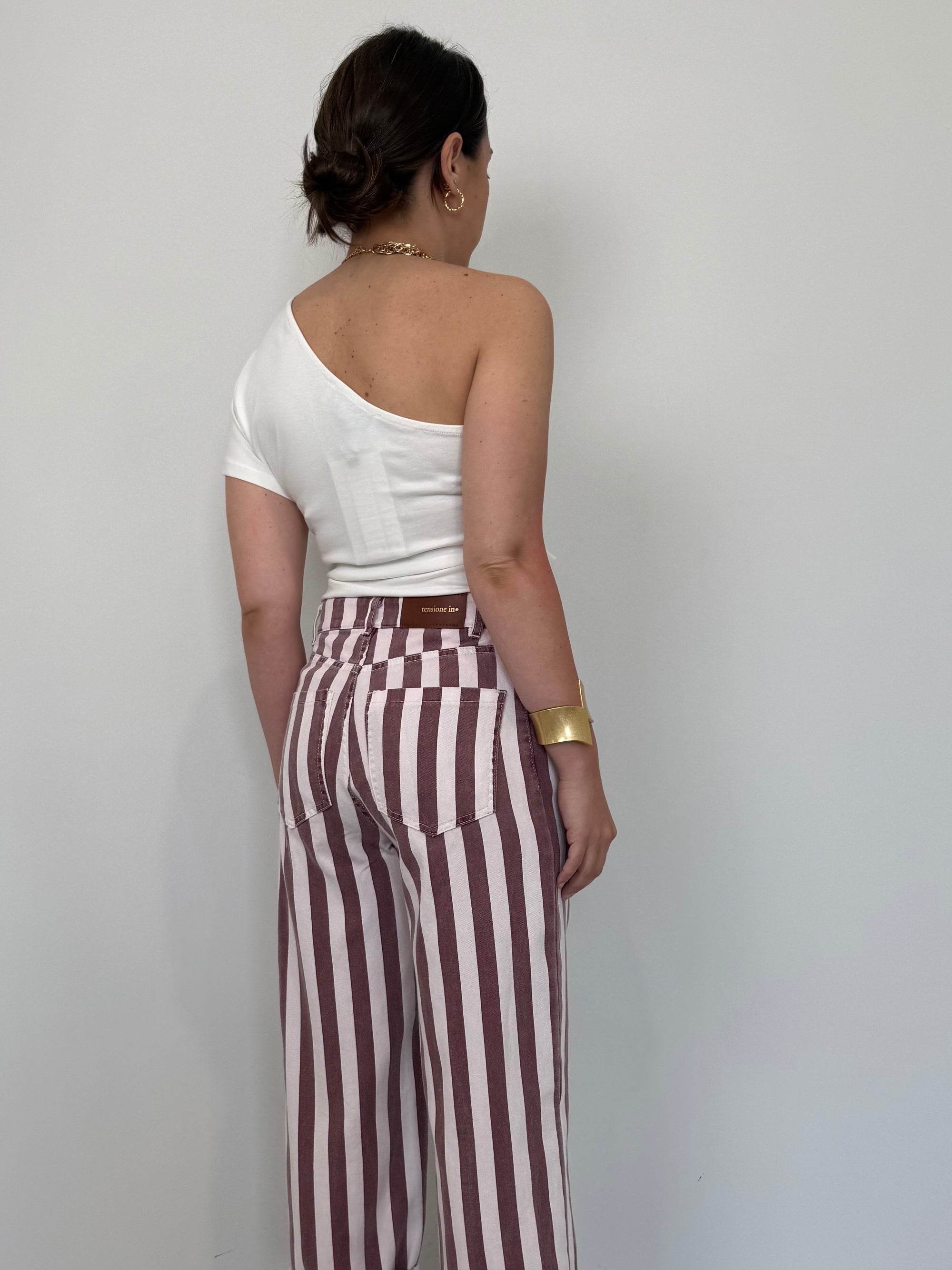Tensione In - Jeans light a righe rosa