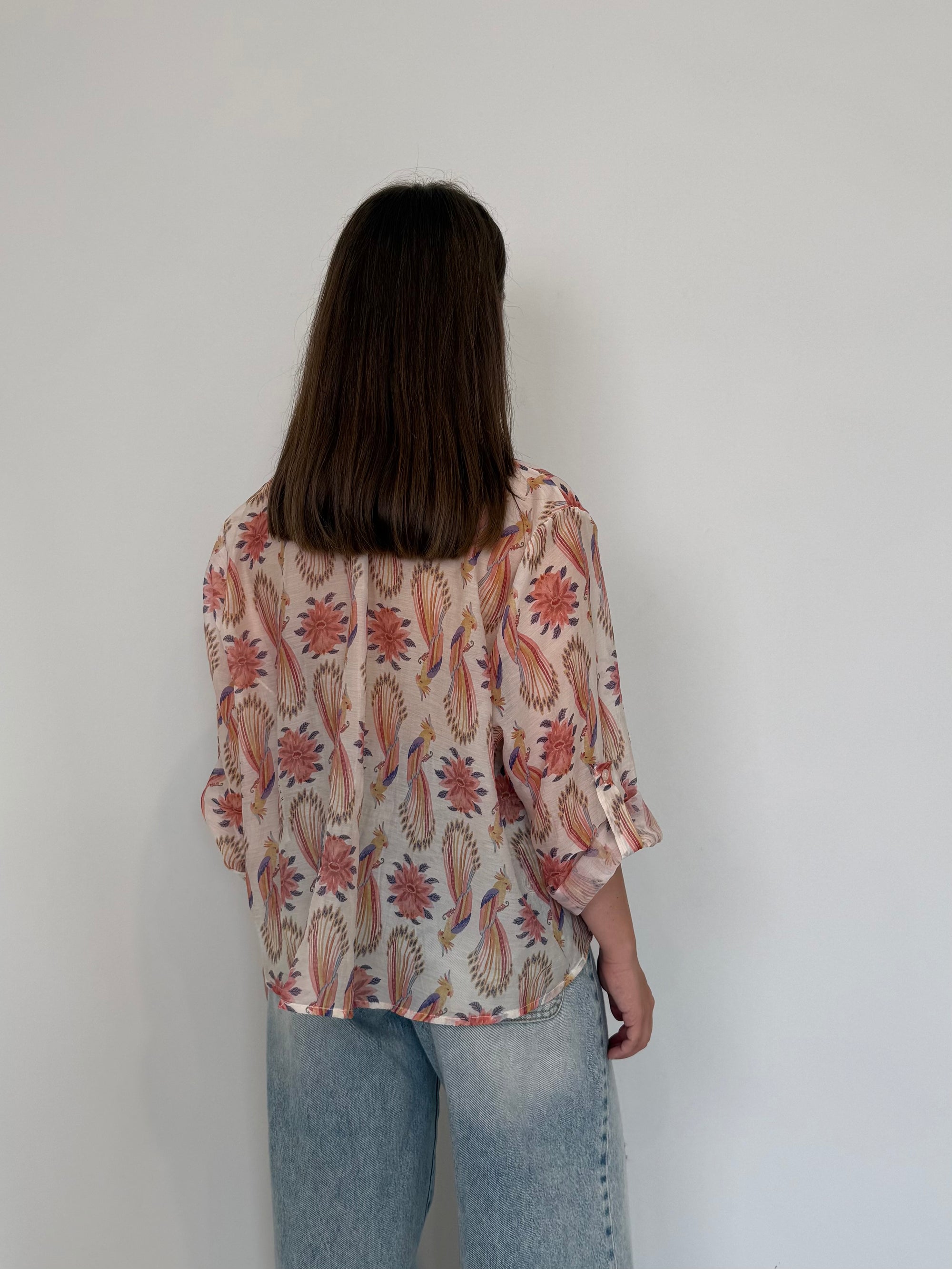 Haveone - Camicia pappagalli rosa
