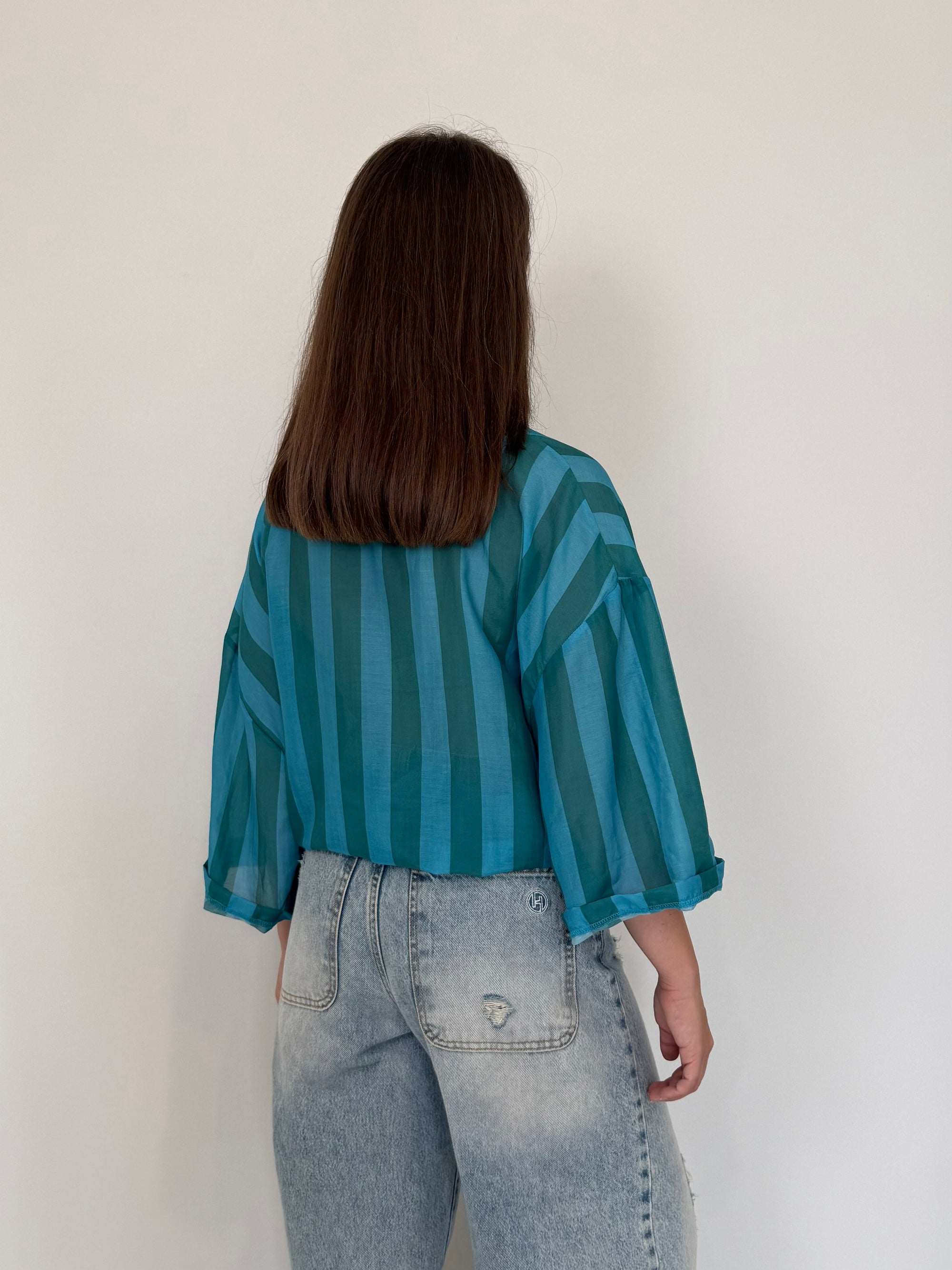 Tensione - Camicia righe acquamarina