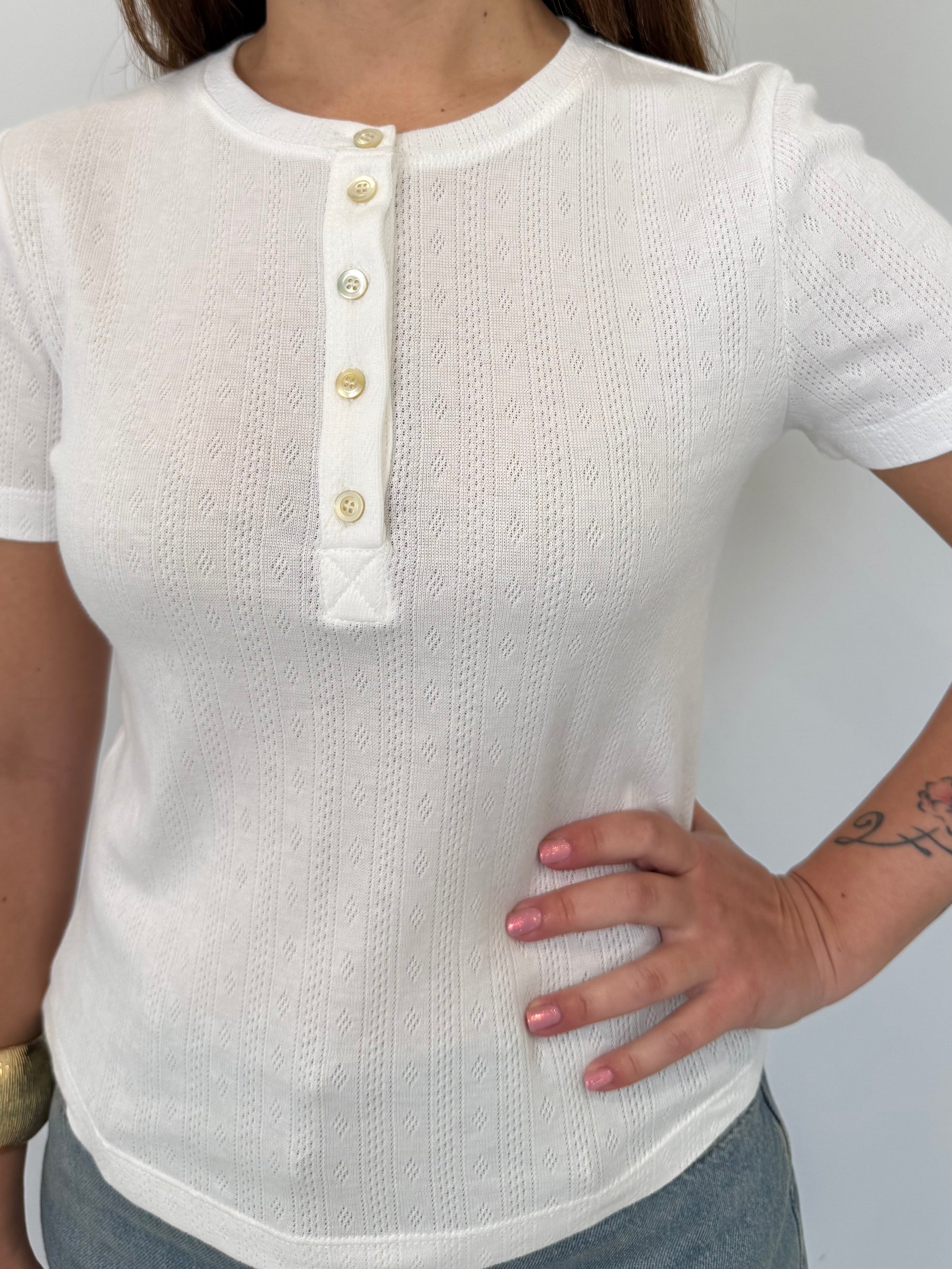 Tensione In - T-shirt serafino tessuto ricamato