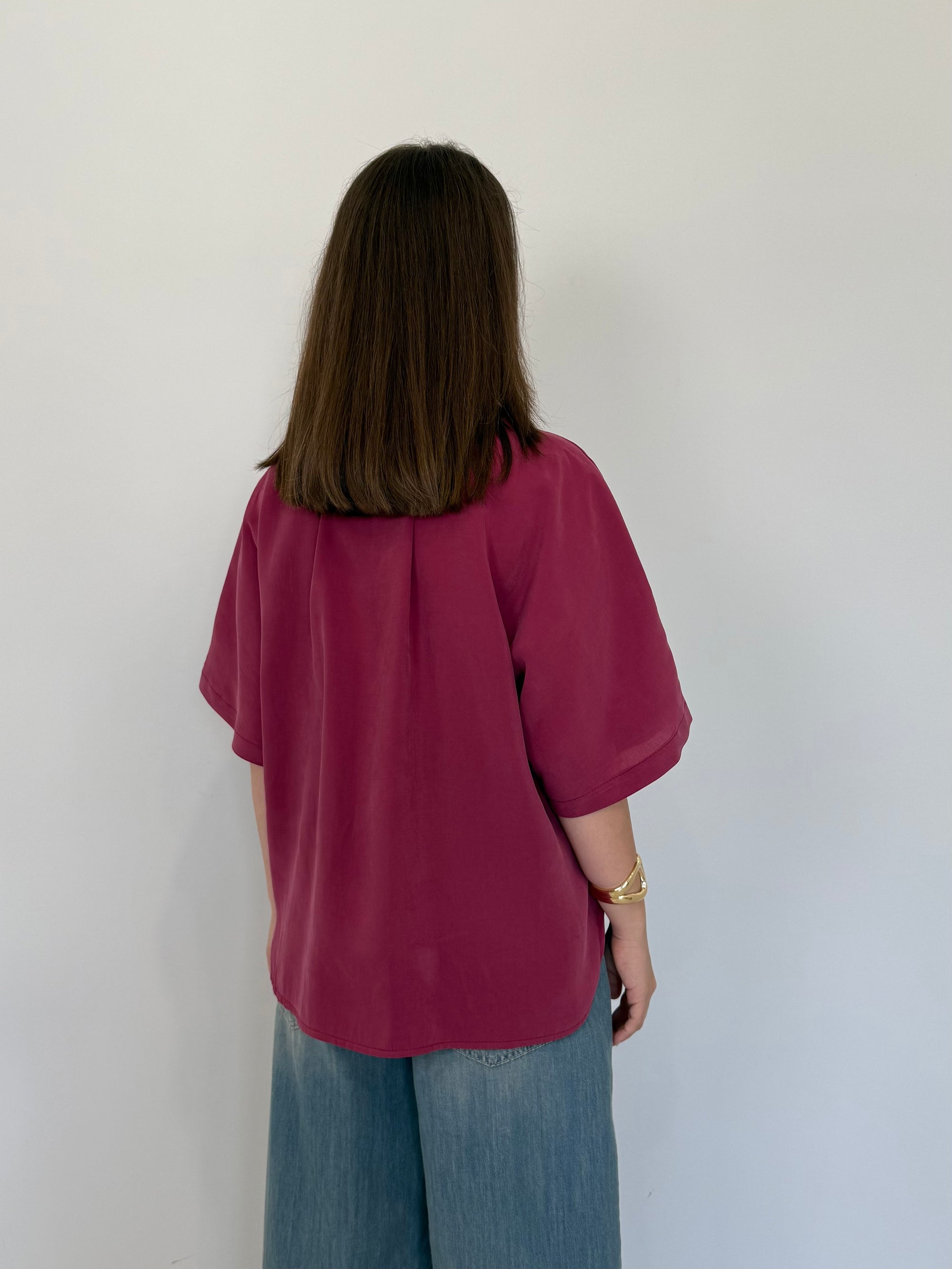 SusyMix - Camicia in cupro con tasca paillettes