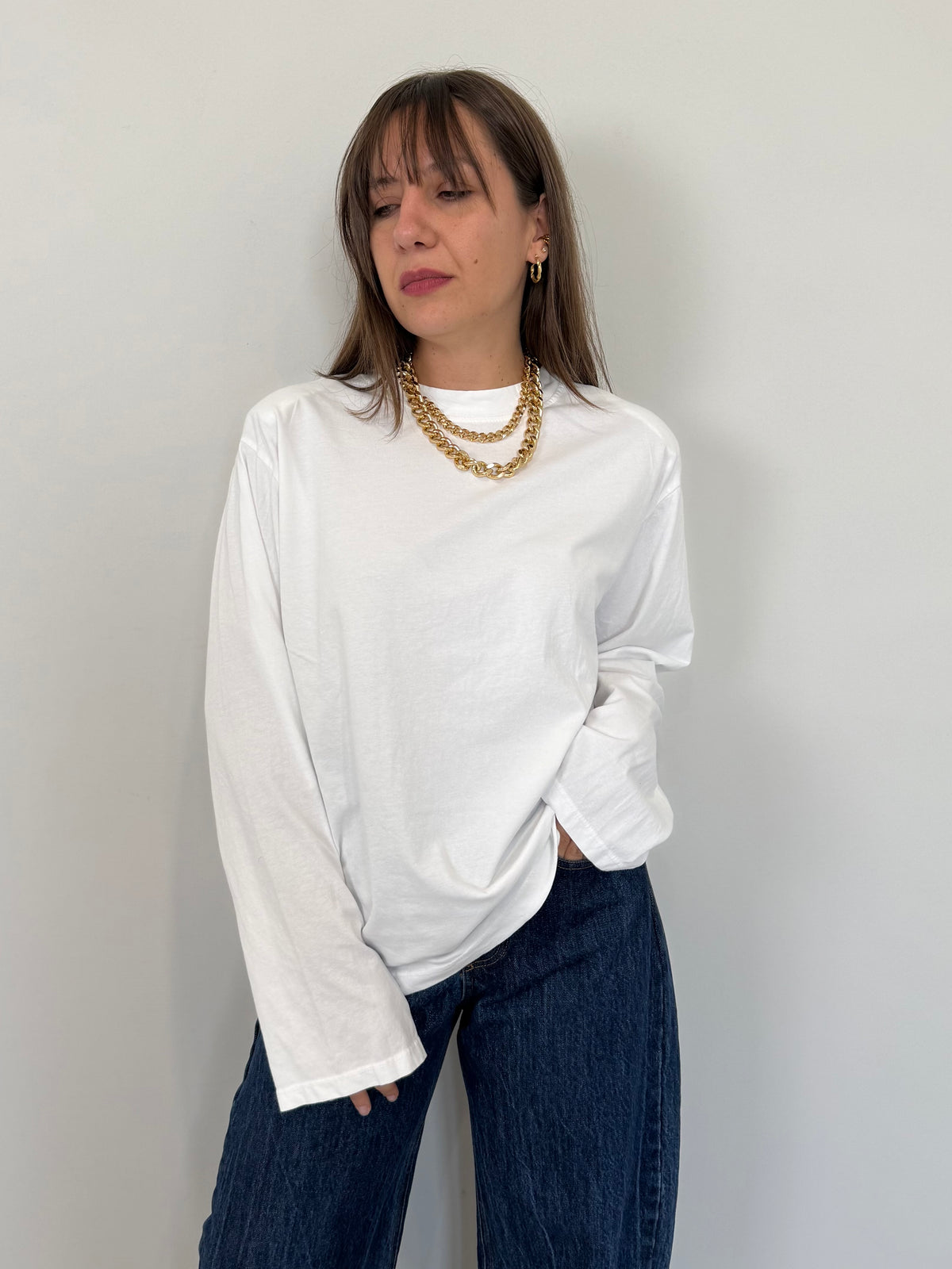 Haveone - Maglia over con spalline bianca