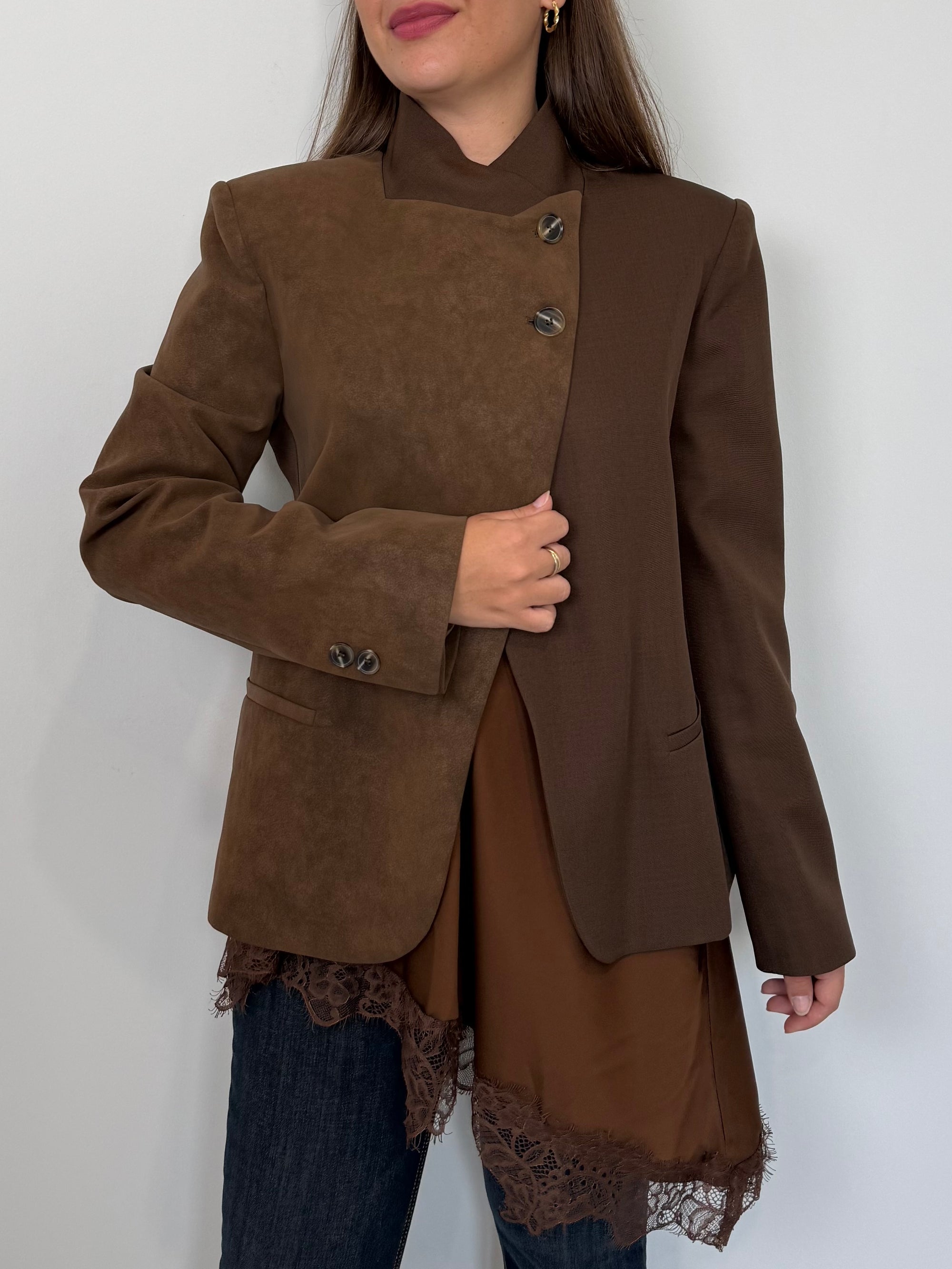 Haveone - Giacca doppio bottone doppio tessuto
