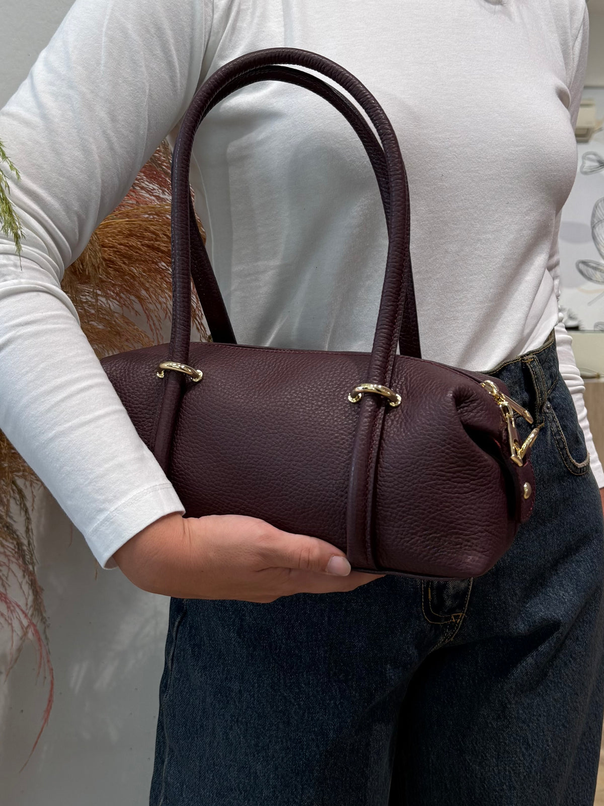 Civico23 - Borsa a spalla in vera pelle vino