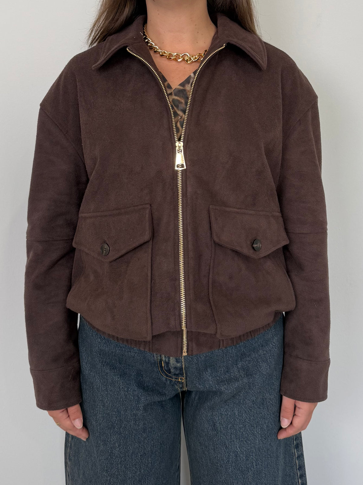 Haveone - Bomber in suede moro