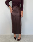 Haveone - Gonna ecopelle con spacco bordeaux