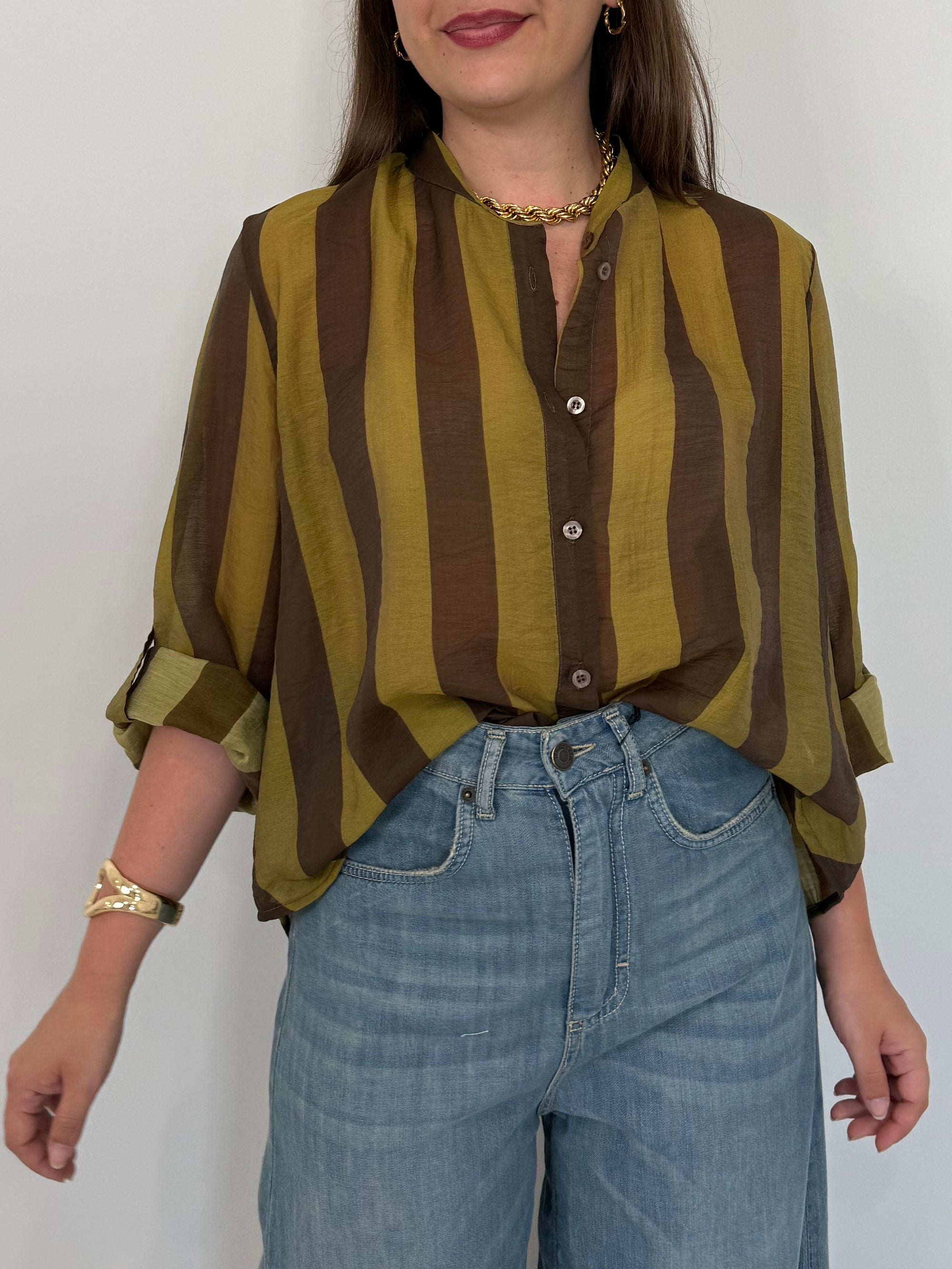 Haveone - Camicia righe larghe olio