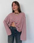 Haveone - Maglia over scatola bordeaux collo moro