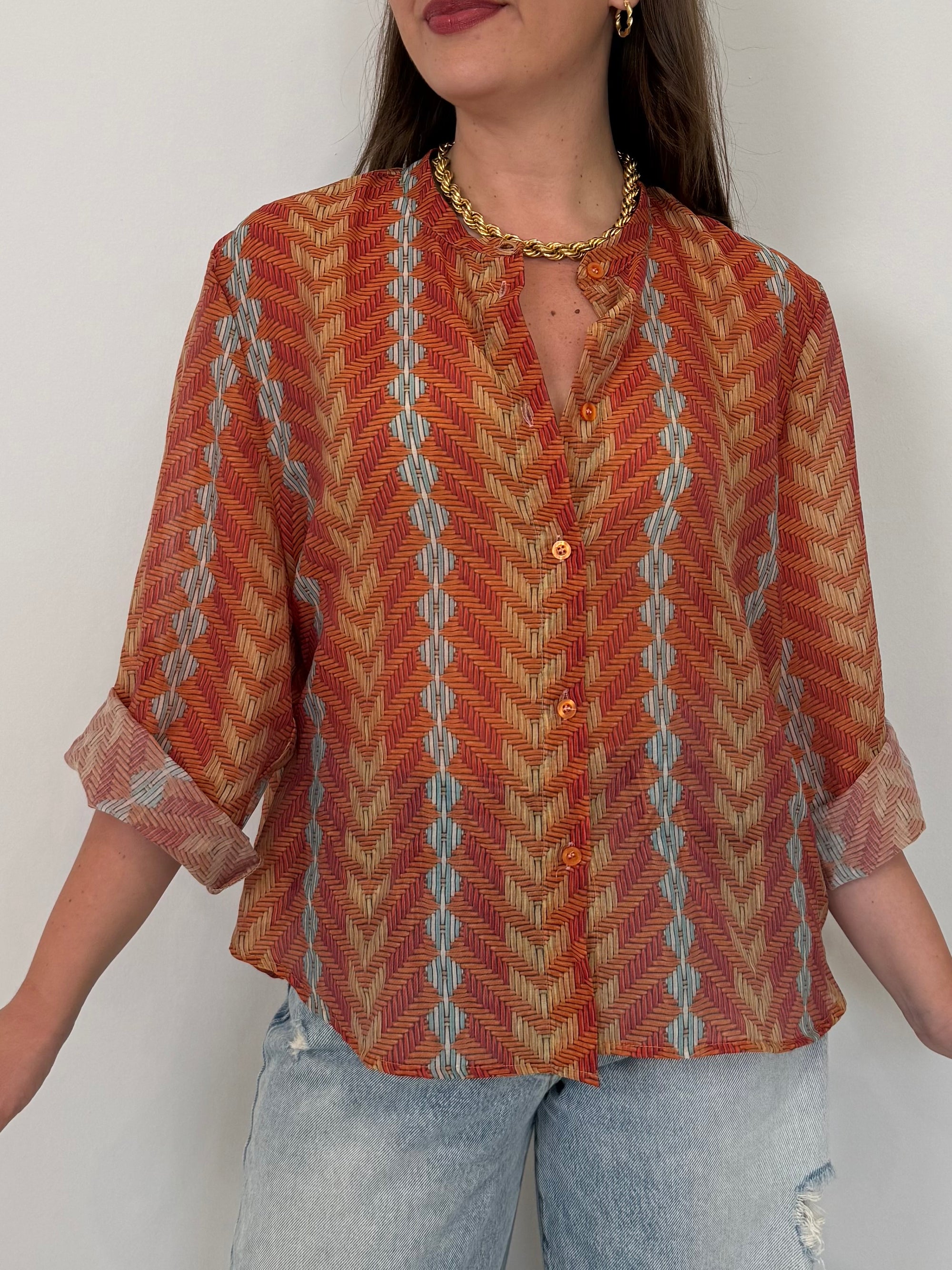 Haveone - Camicia con trama intreccio