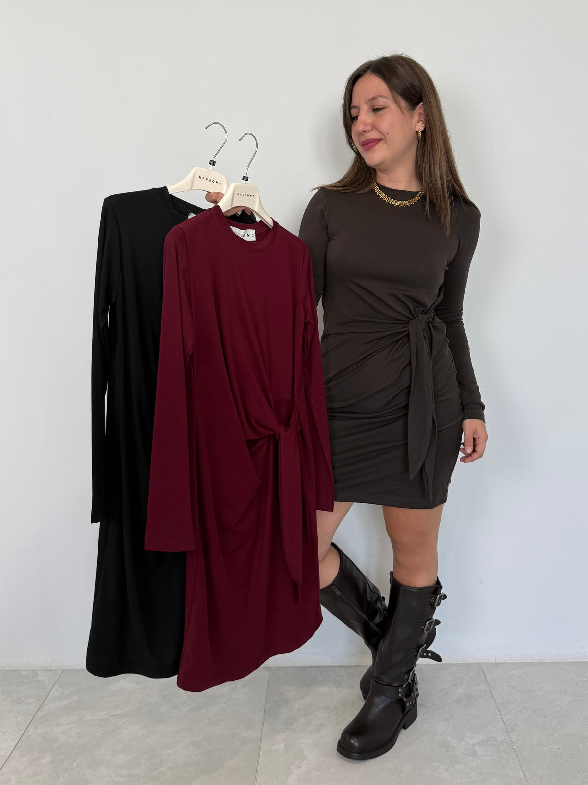 Haveone - Abito corto con fiocco