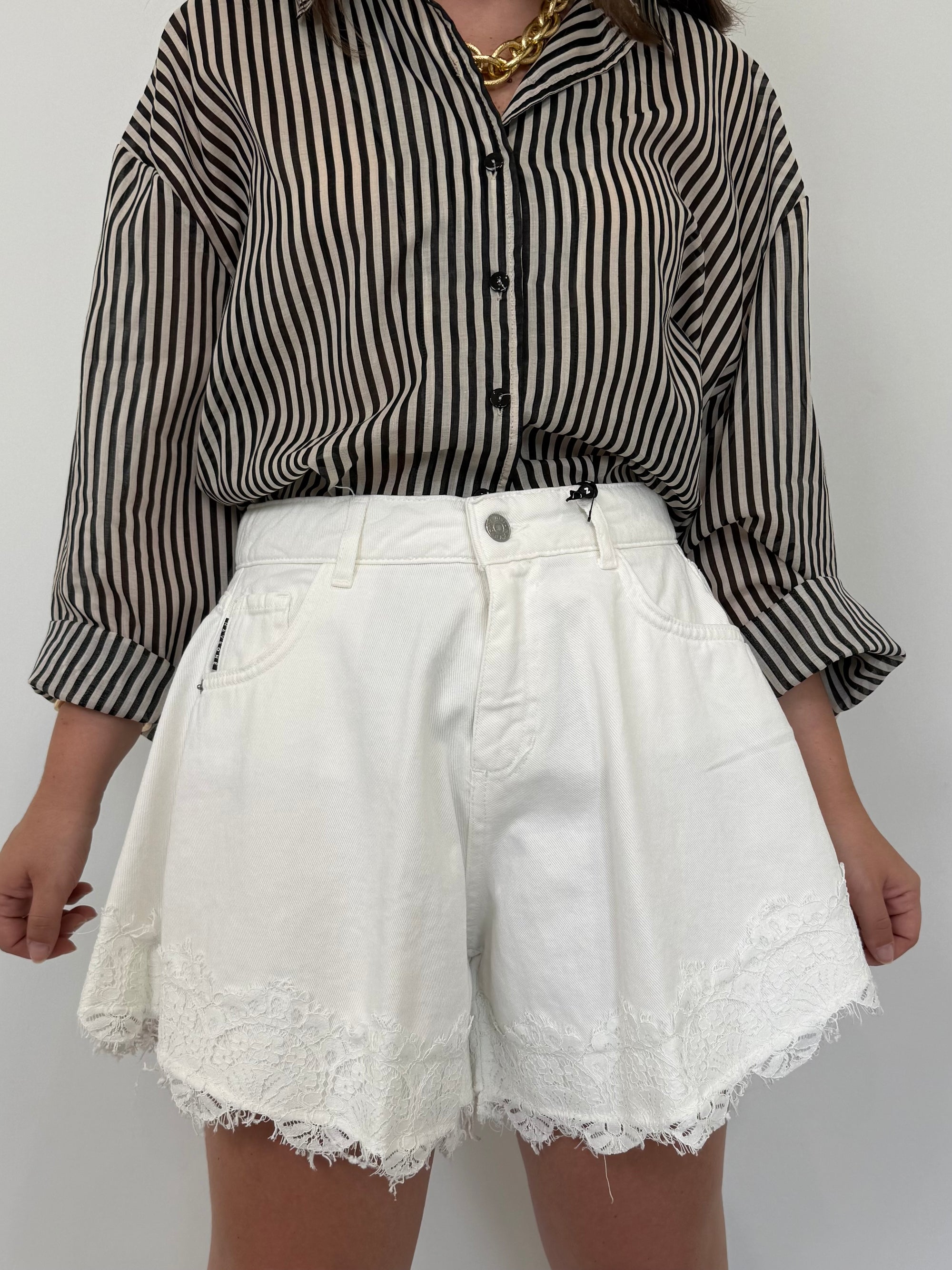 Haveone - Short Ivy farfalla bianco con pizzo