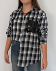 SusyMix - Camicia check nera con tasca paillettes