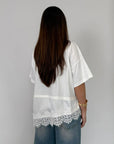 Dixie - T-shirt bianca con inserto raso