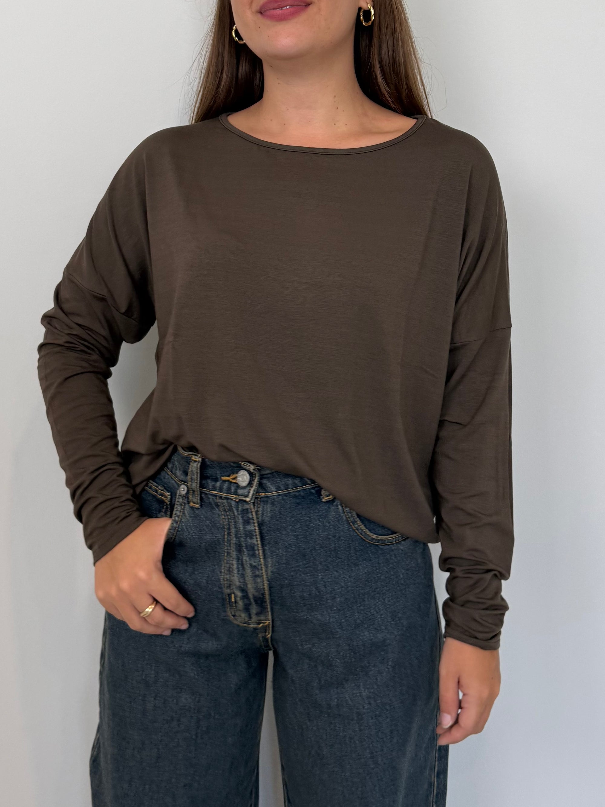 SusyMix - Maglia scatola scollo barca moro
