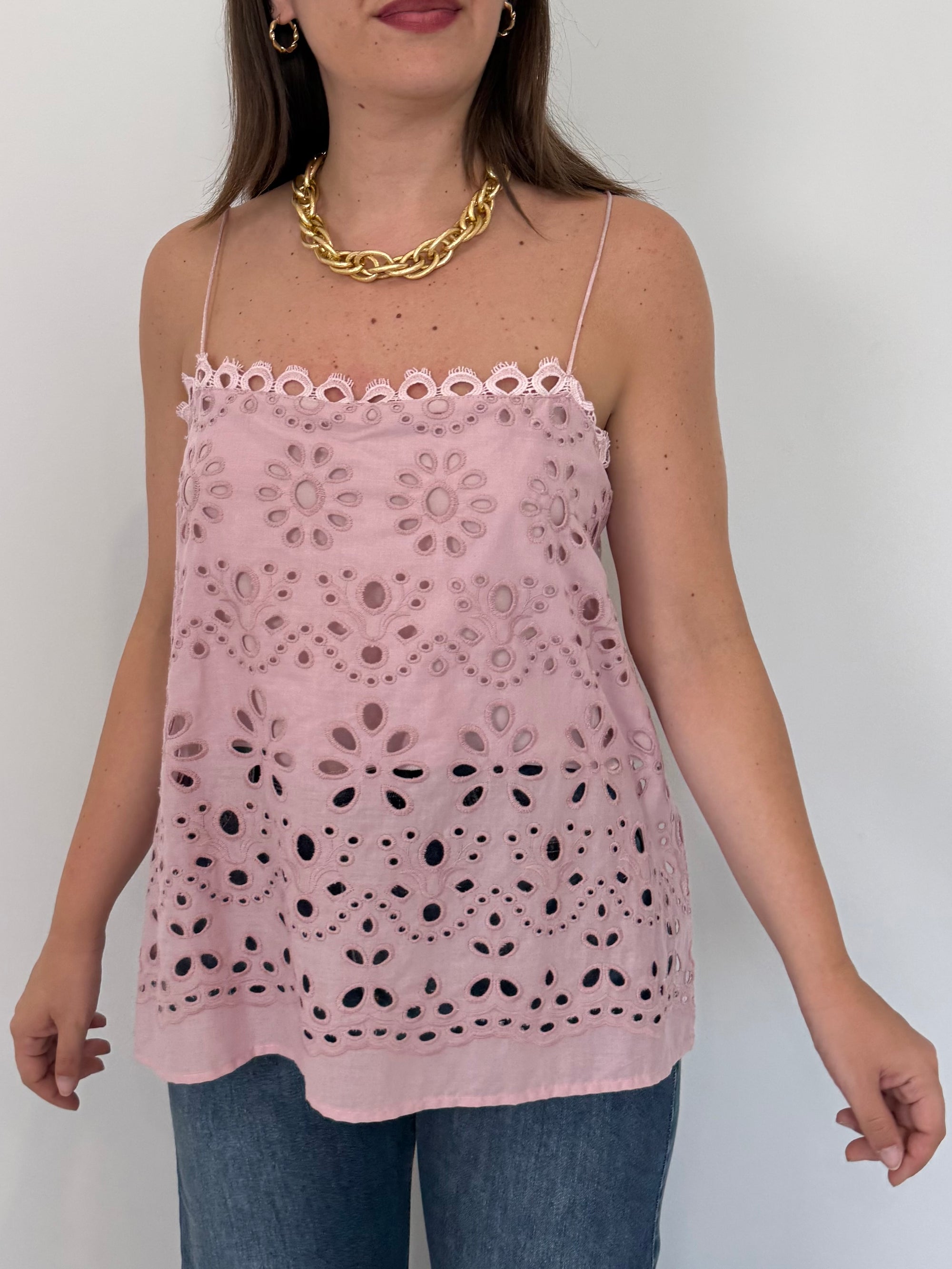 Tensione In - Top in sangallo rosa